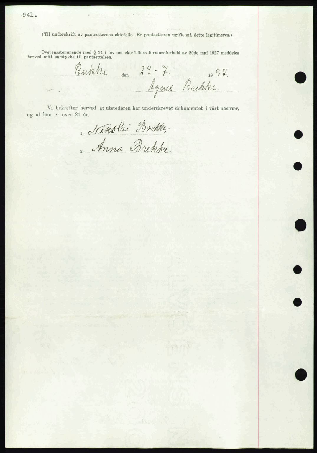 Eiker, Modum og Sigdal sorenskriveri, SAKO/A-123/G/Ga/Gab/L0035: Mortgage book no. A5, 1937-1937, Diary no: : 1529/1937