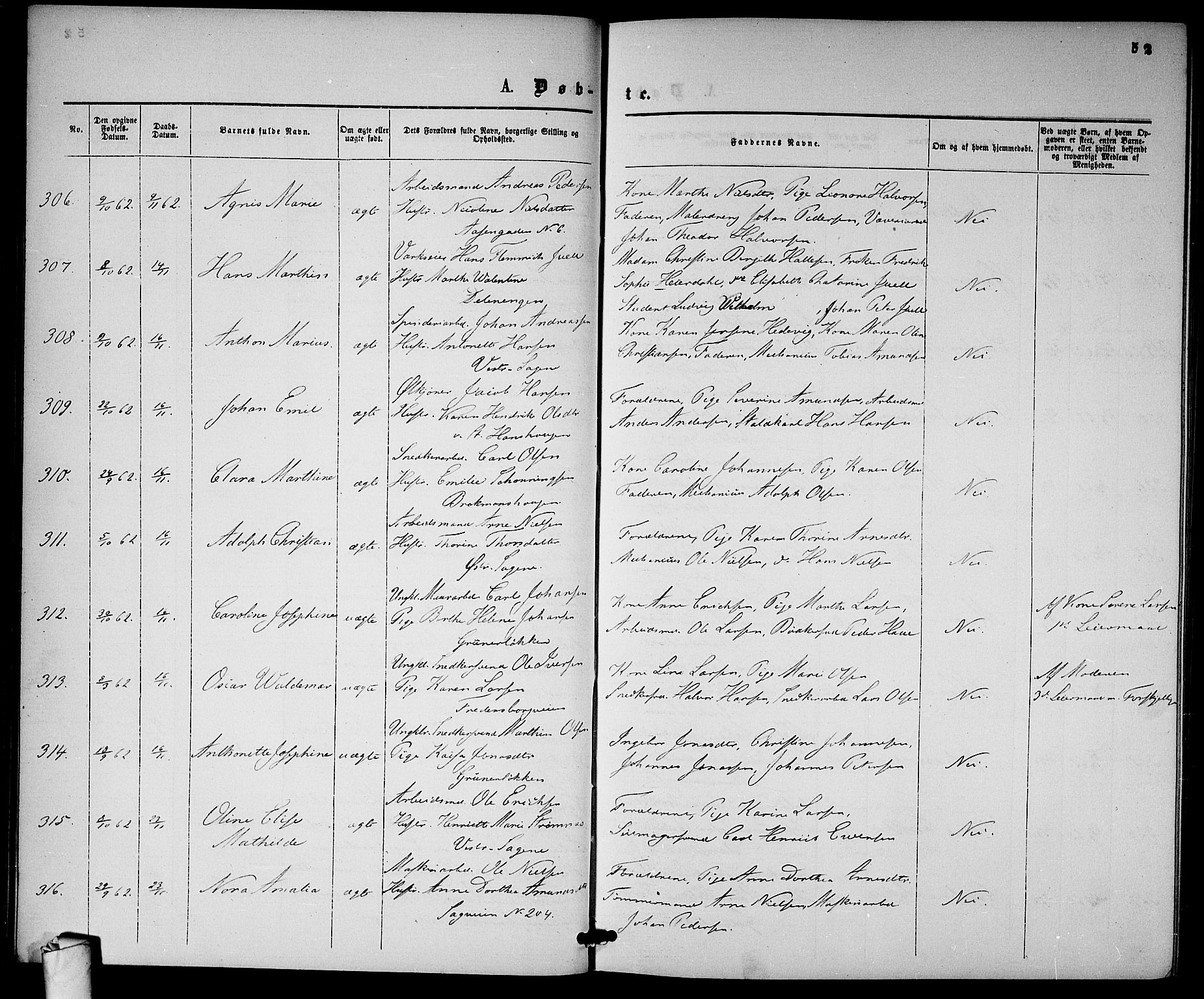 Gamle Aker prestekontor Kirkebøker, AV/SAO-A-10617a/G/L0001: Parish register (copy) no. 1, 1861-1868, p. 52