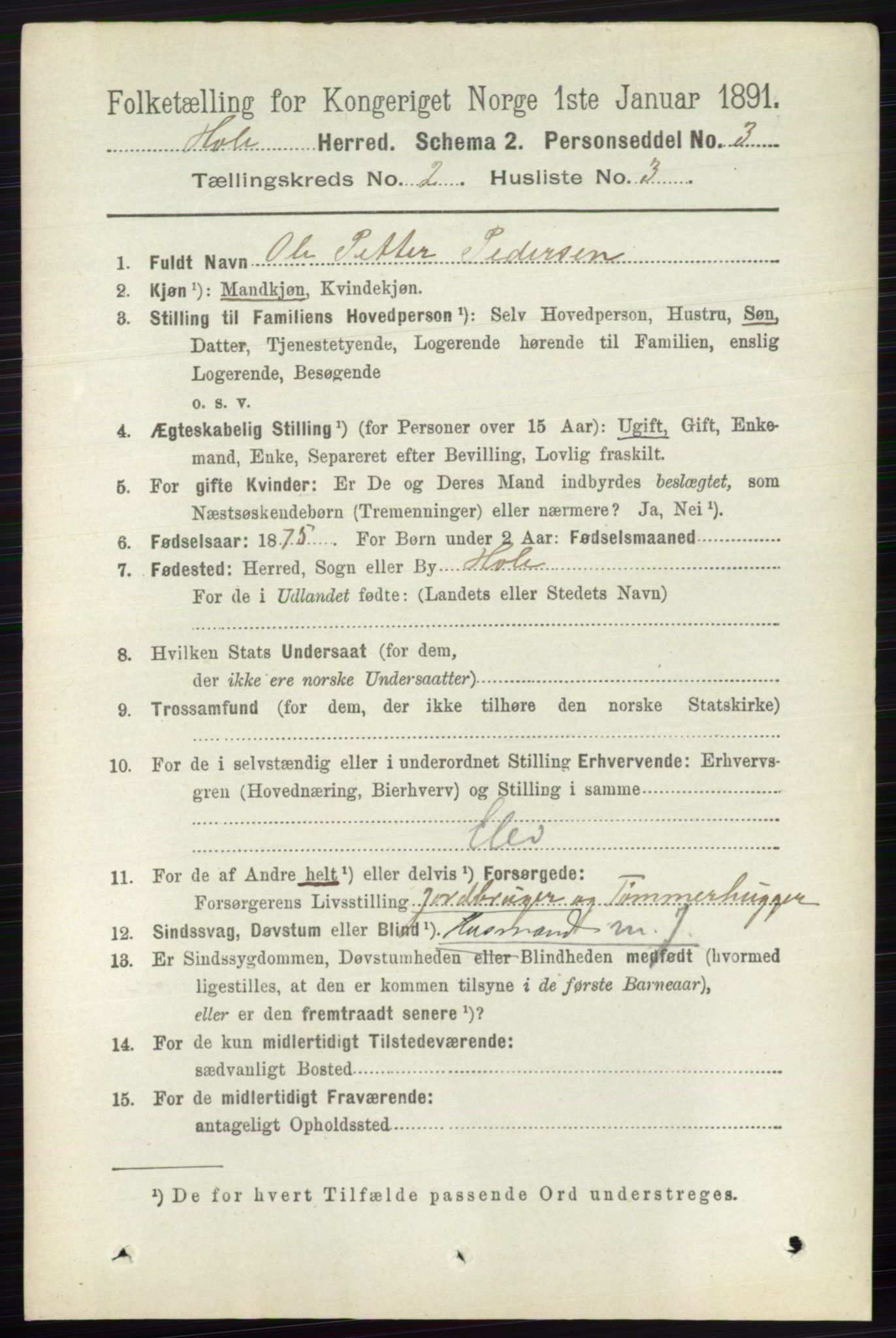 RA, 1891 census for 0612 Hole, 1891, p. 746