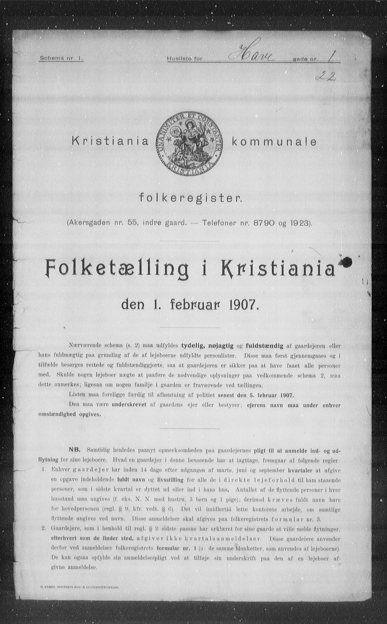 OBA, Municipal Census 1907 for Kristiania, 1907, p. 17081
