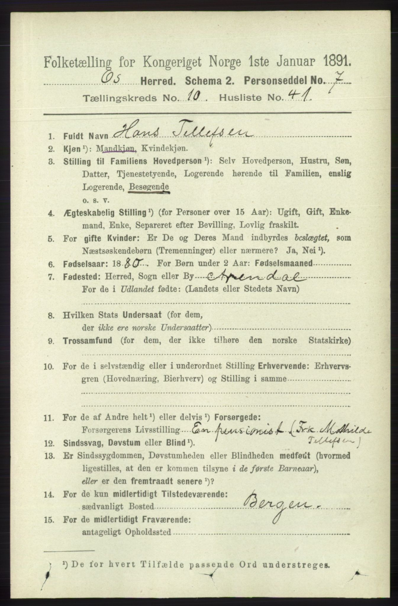 RA, 1891 census for 1243 Os, 1891, p. 2537