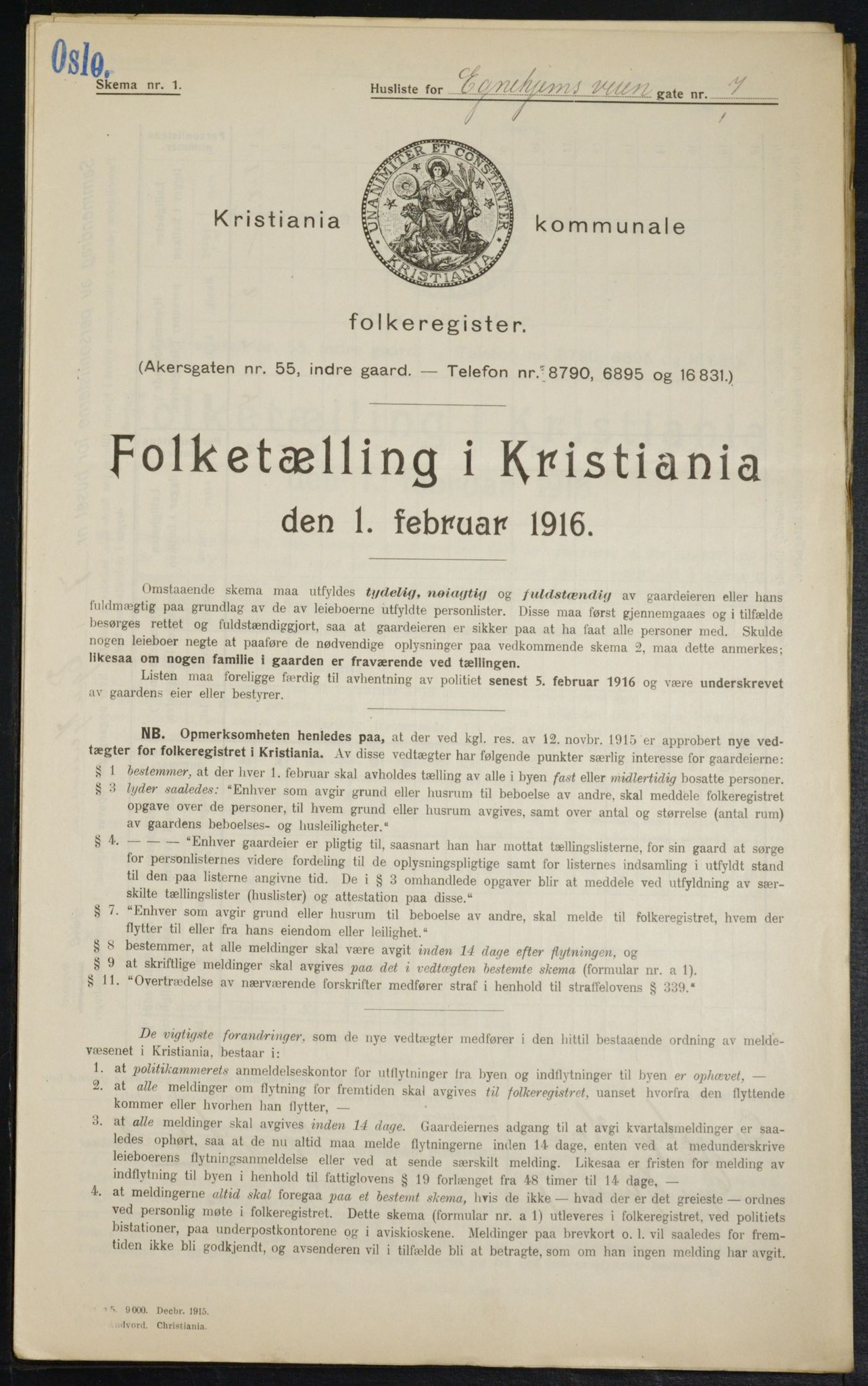 OBA, Municipal Census 1916 for Kristiania, 1916, p. 18997