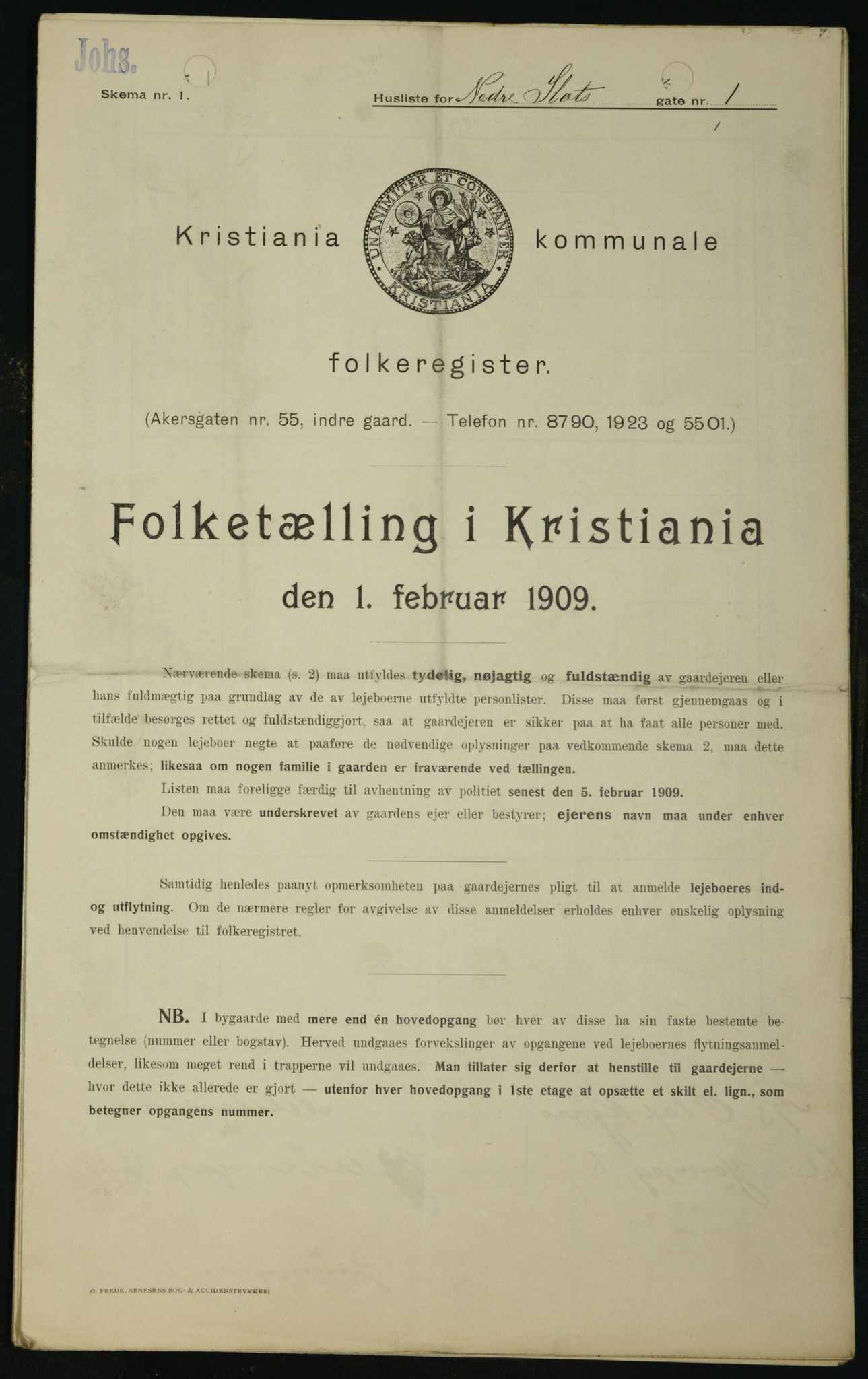 OBA, Municipal Census 1909 for Kristiania, 1909, p. 62937