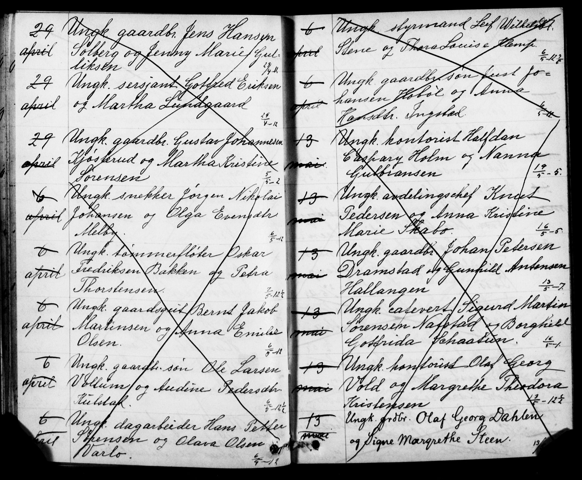 Oslo domkirke Kirkebøker, SAO/A-10752/H/Ha/L0005: Banns register no. 5, 1913-1919, p. 86-87