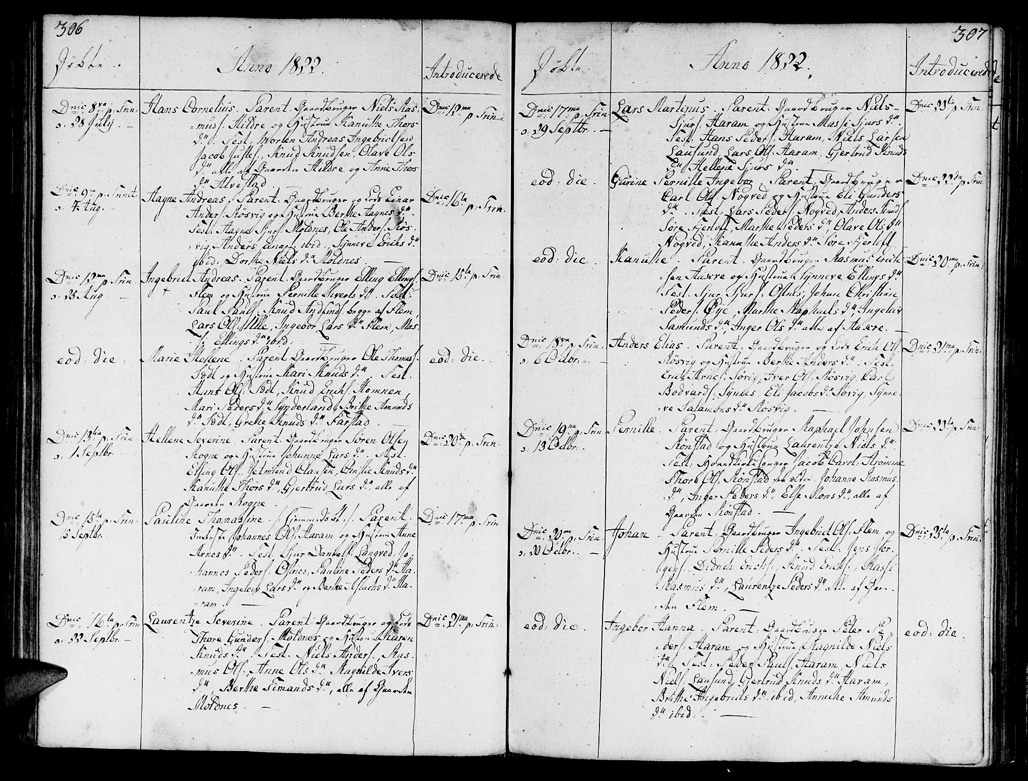 Ministerialprotokoller, klokkerbøker og fødselsregistre - Møre og Romsdal, AV/SAT-A-1454/536/L0494: Parish register (official) no. 536A03, 1803-1836, p. 306-307