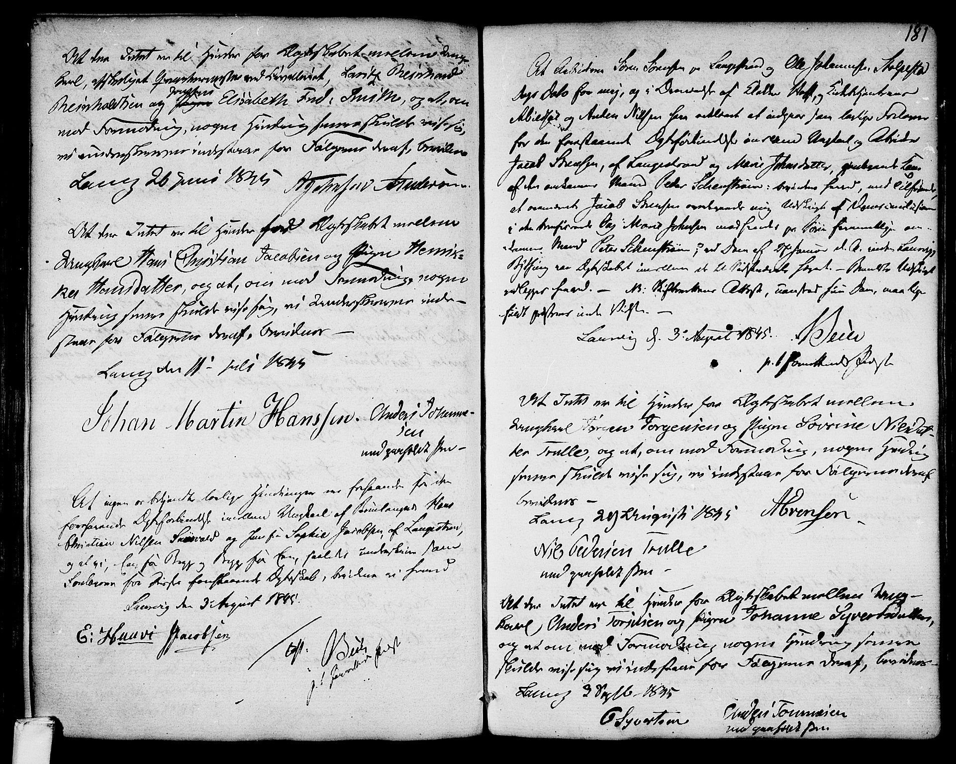 Larvik kirkebøker, SAKO/A-352/G/Ga/L0001: Parish register (copy) no. I 1, 1785-1807, p. 181
