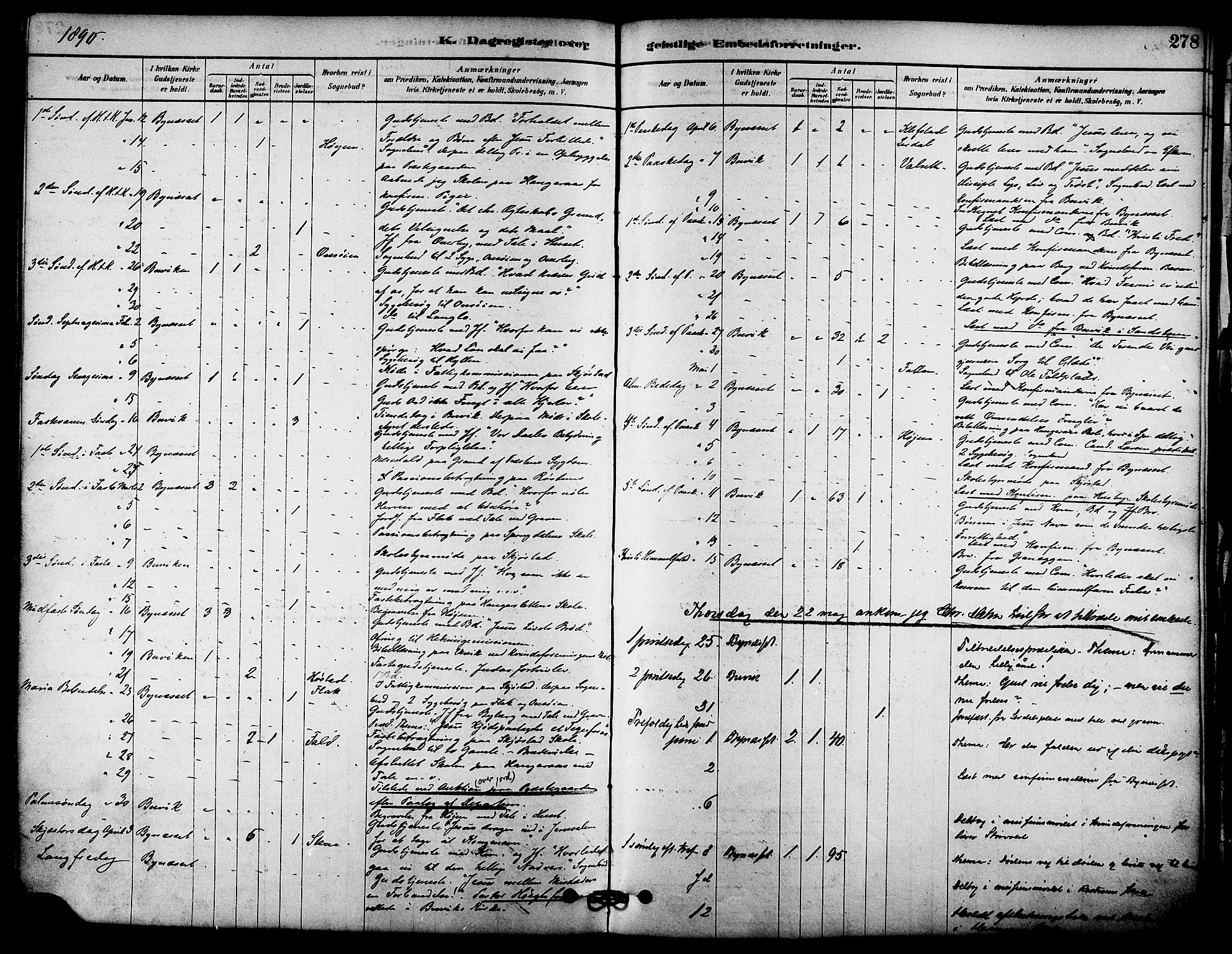 Ministerialprotokoller, klokkerbøker og fødselsregistre - Sør-Trøndelag, SAT/A-1456/612/L0378: Parish register (official) no. 612A10, 1878-1897, p. 278