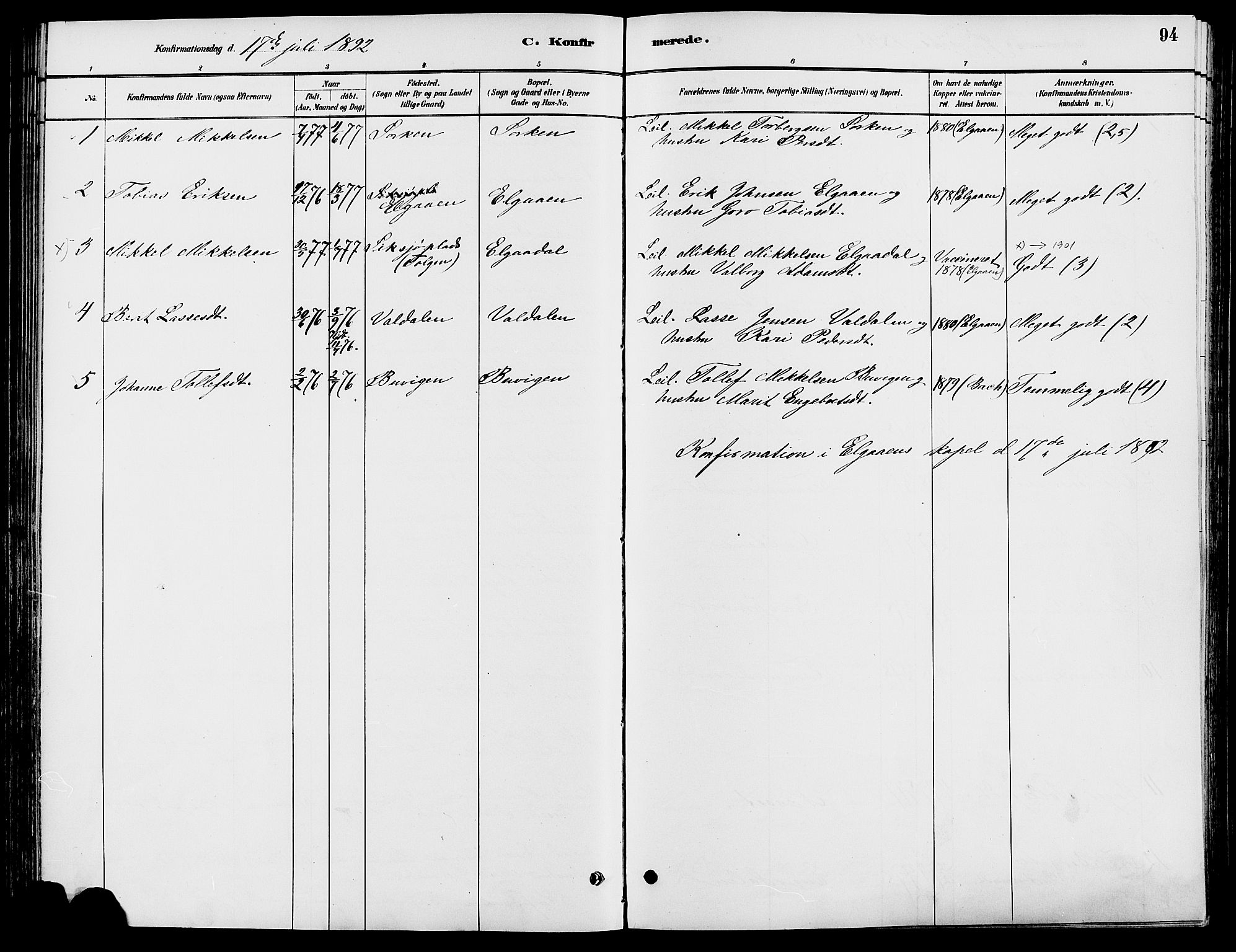 Engerdal prestekontor, AV/SAH-PREST-048/H/Ha/Haa/L0001: Parish register (official) no. 1, 1881-1898, p. 94