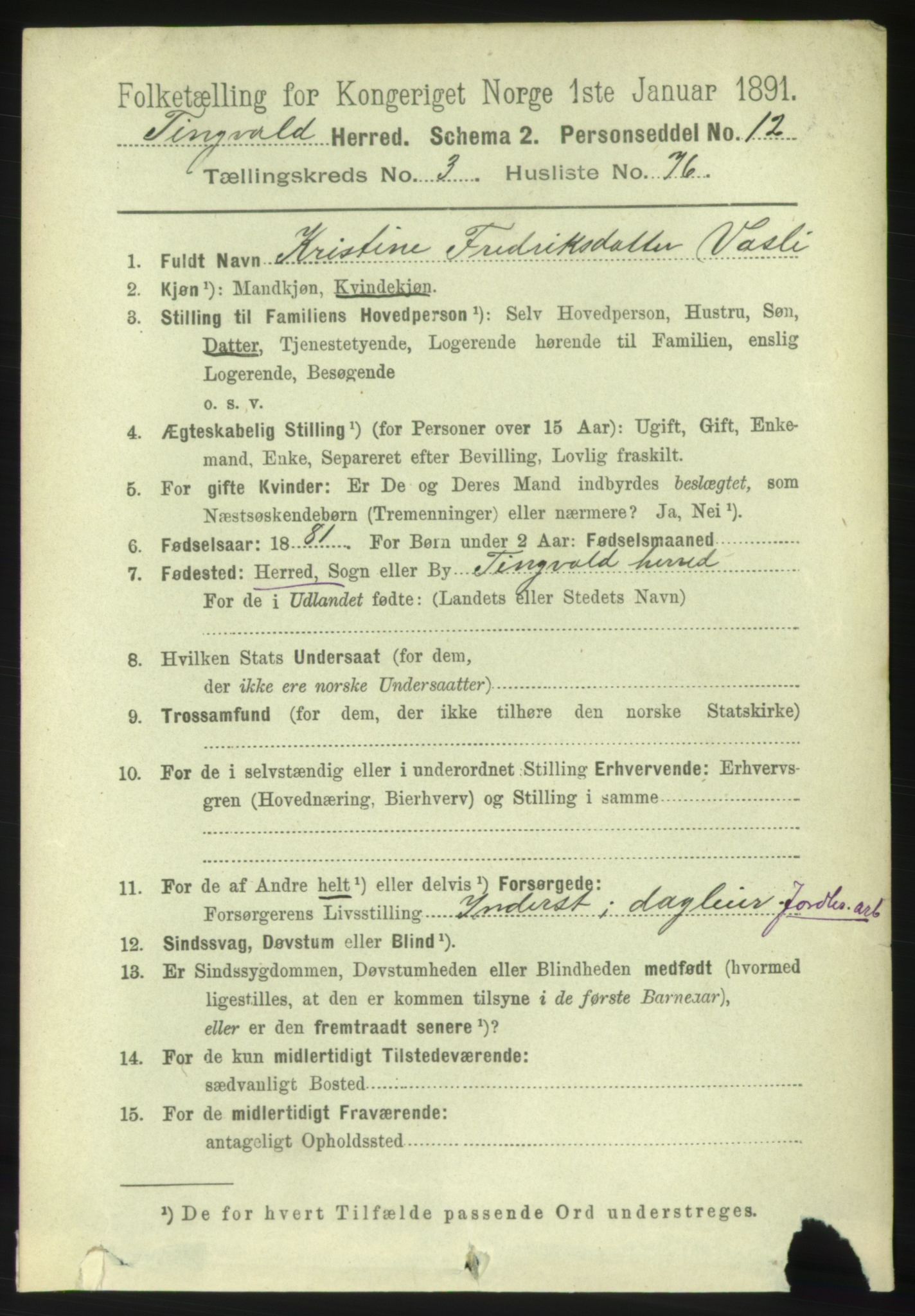 RA, 1891 census for 1560 Tingvoll, 1891, p. 1527