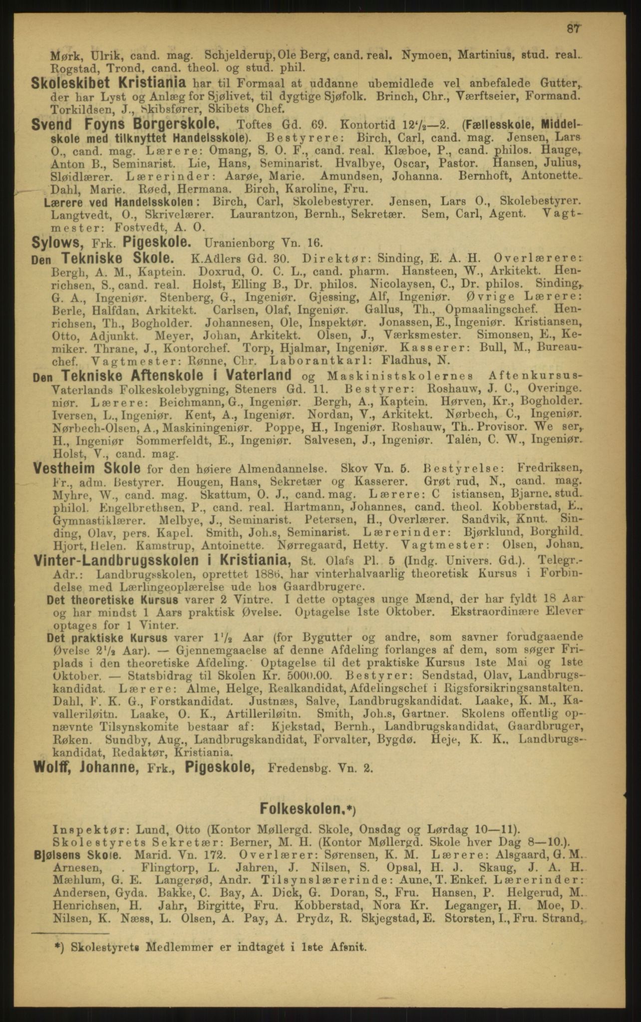 Kristiania/Oslo adressebok, PUBL/-, 1897, p. 87