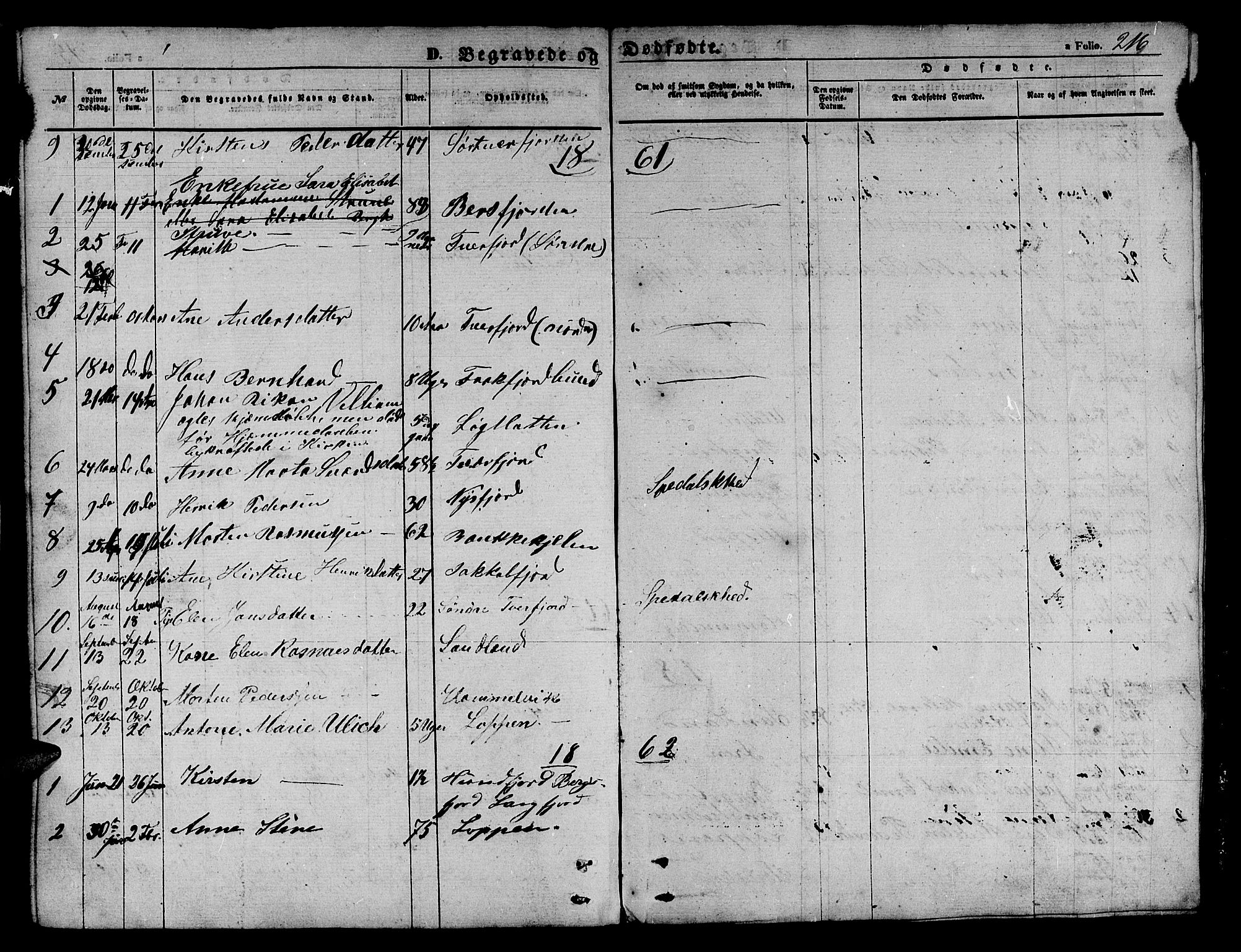 Loppa sokneprestkontor, SATØ/S-1339/H/Hb/L0002klokker: Parish register (copy) no. 2, 1850-1880, p. 216