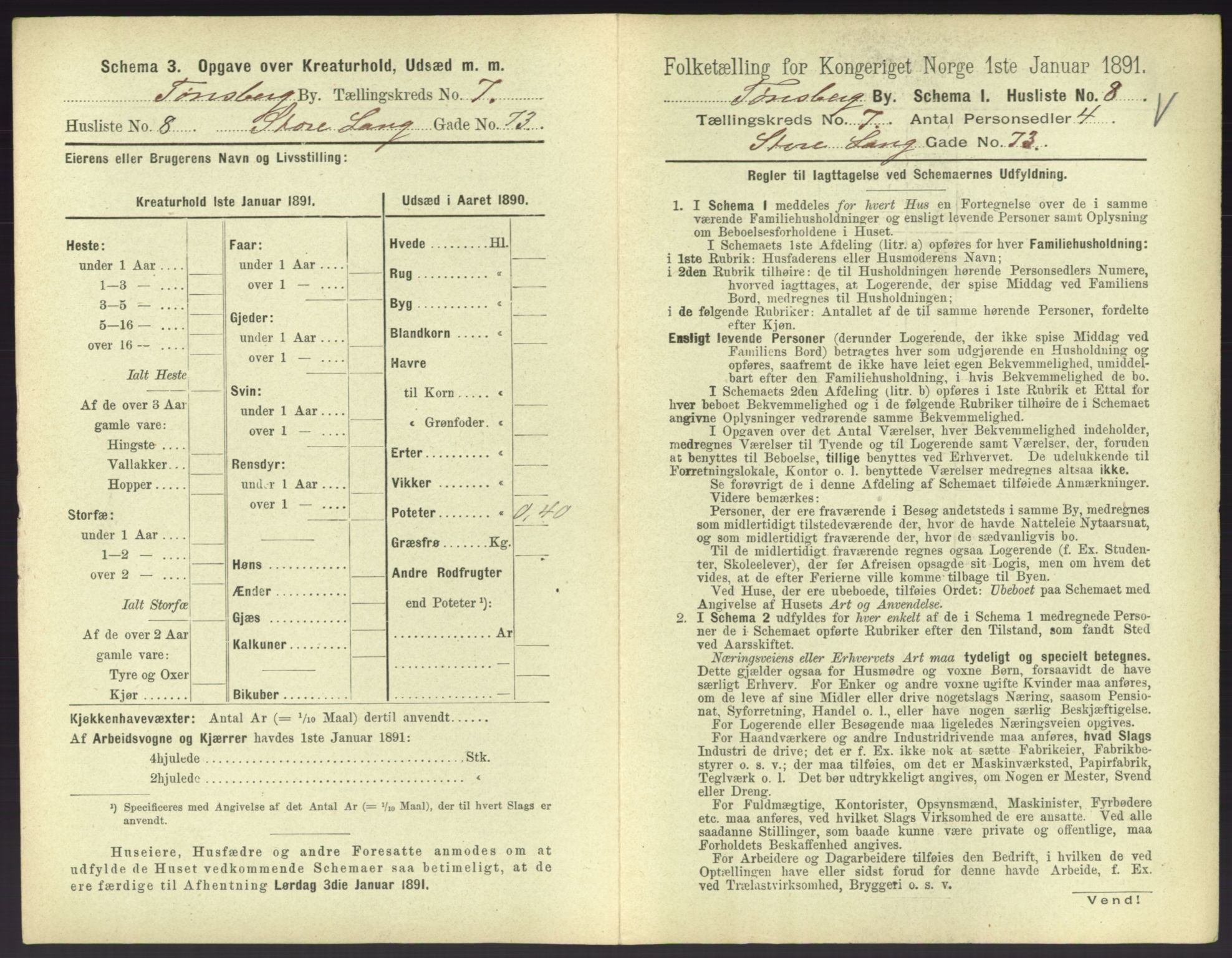 RA, 1891 census for 0705 Tønsberg, 1891, p. 286