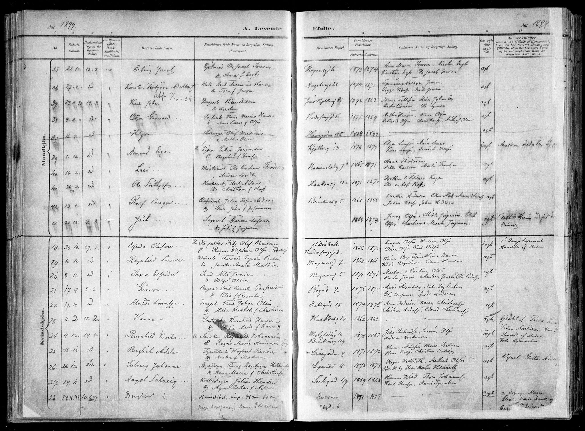 Kampen prestekontor Kirkebøker, SAO/A-10853/F/Fa/L0007: Parish register (official) no. I 7, 1897-1905, p. 53