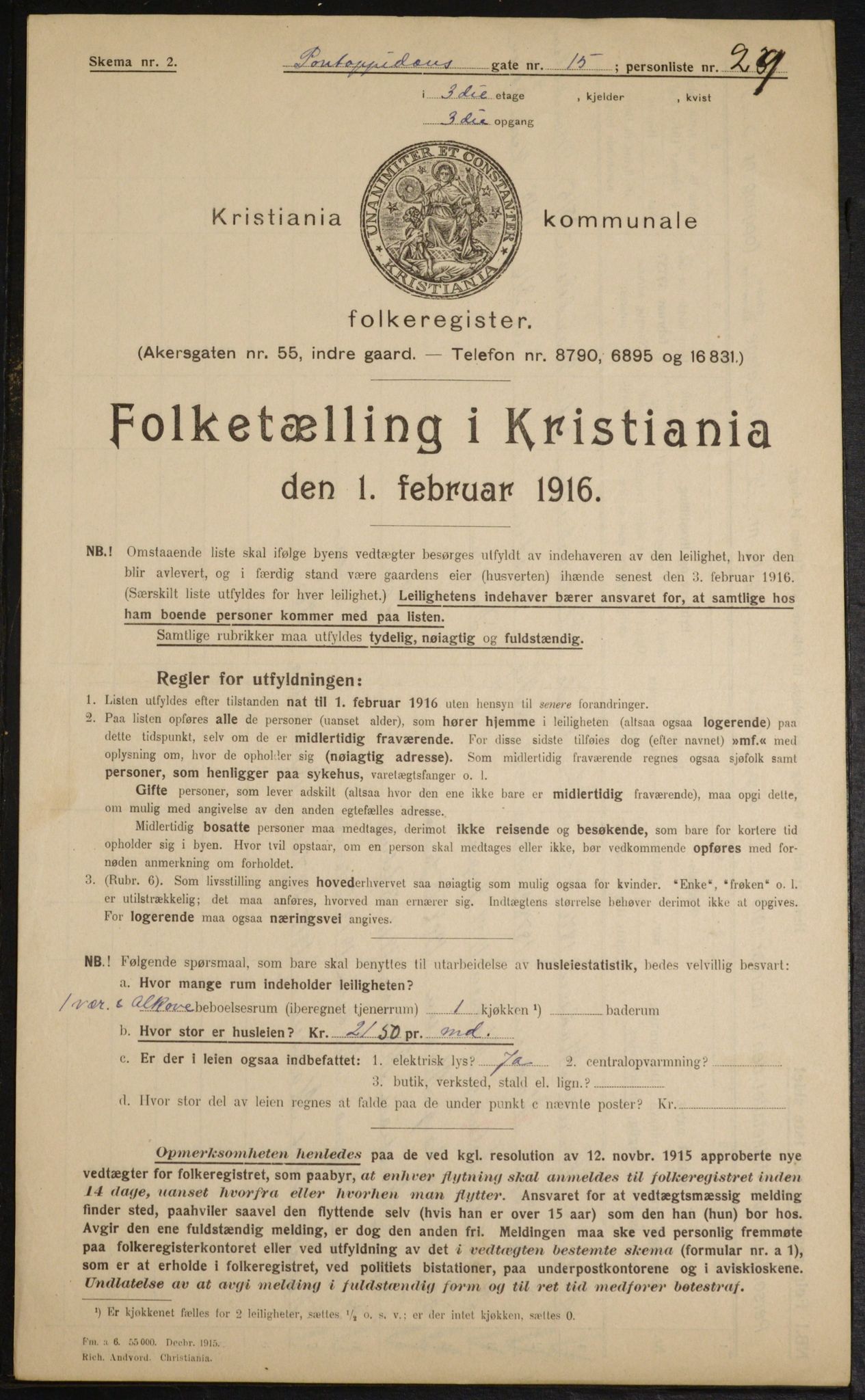 OBA, Municipal Census 1916 for Kristiania, 1916, p. 83241