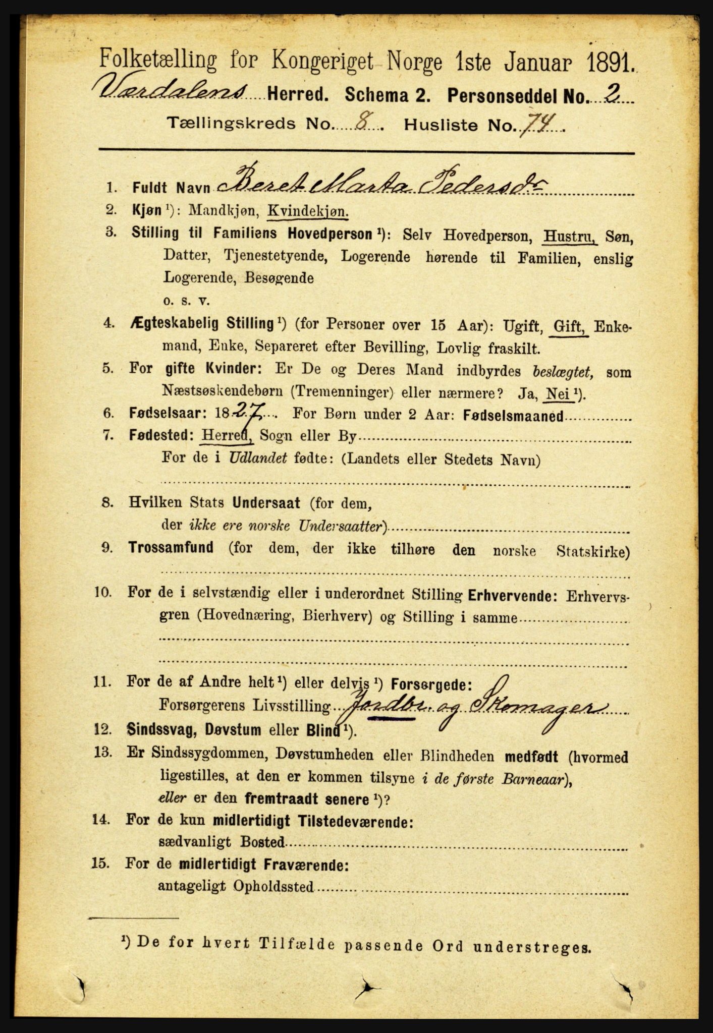 RA, 1891 census for 1721 Verdal, 1891, p. 4880