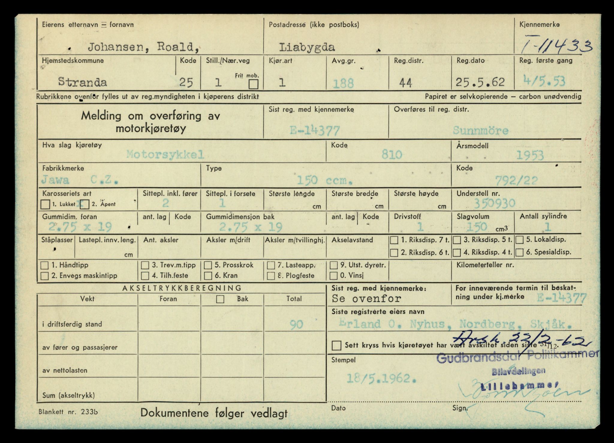 Møre og Romsdal vegkontor - Ålesund trafikkstasjon, AV/SAT-A-4099/F/Fe/L0029: Registreringskort for kjøretøy T 11430 - T 11619, 1927-1998, p. 69