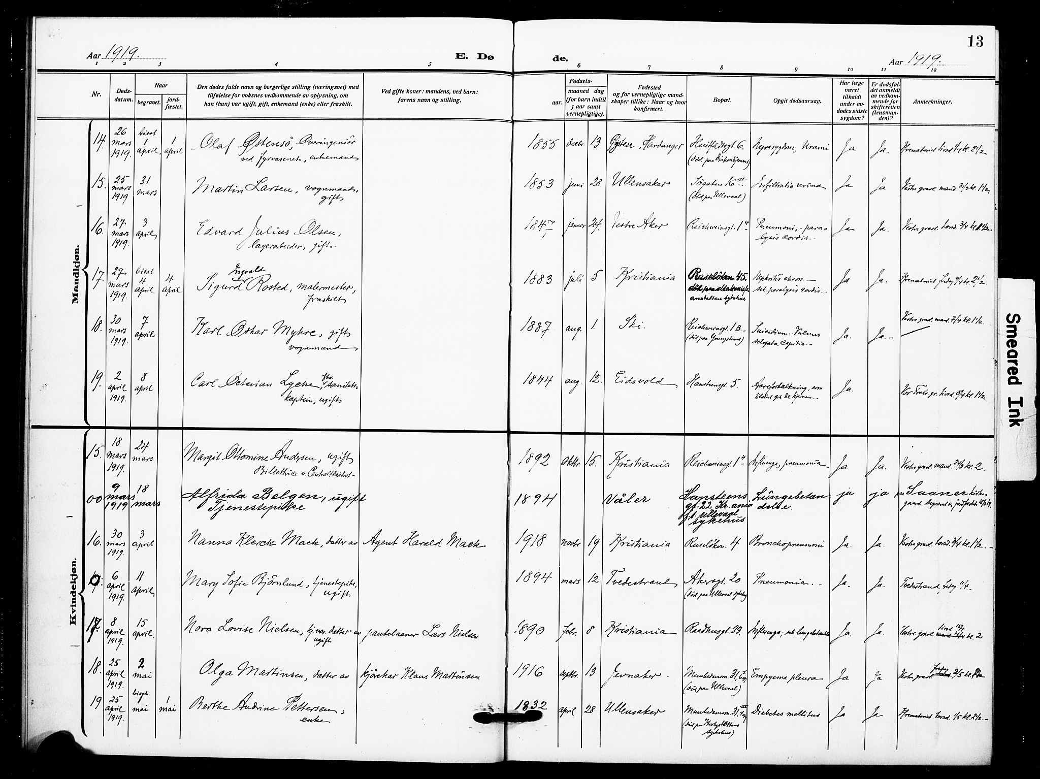 Johannes prestekontor Kirkebøker, AV/SAO-A-10852/F/Fa/L0012: Parish register (official) no. 12, 1918-1930, p. 13