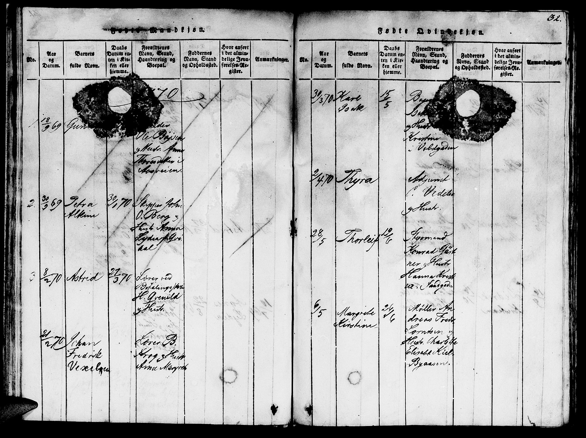 Ministerialprotokoller, klokkerbøker og fødselsregistre - Sør-Trøndelag, SAT/A-1456/623/L0478: Parish register (copy) no. 623C01, 1815-1873, p. 32