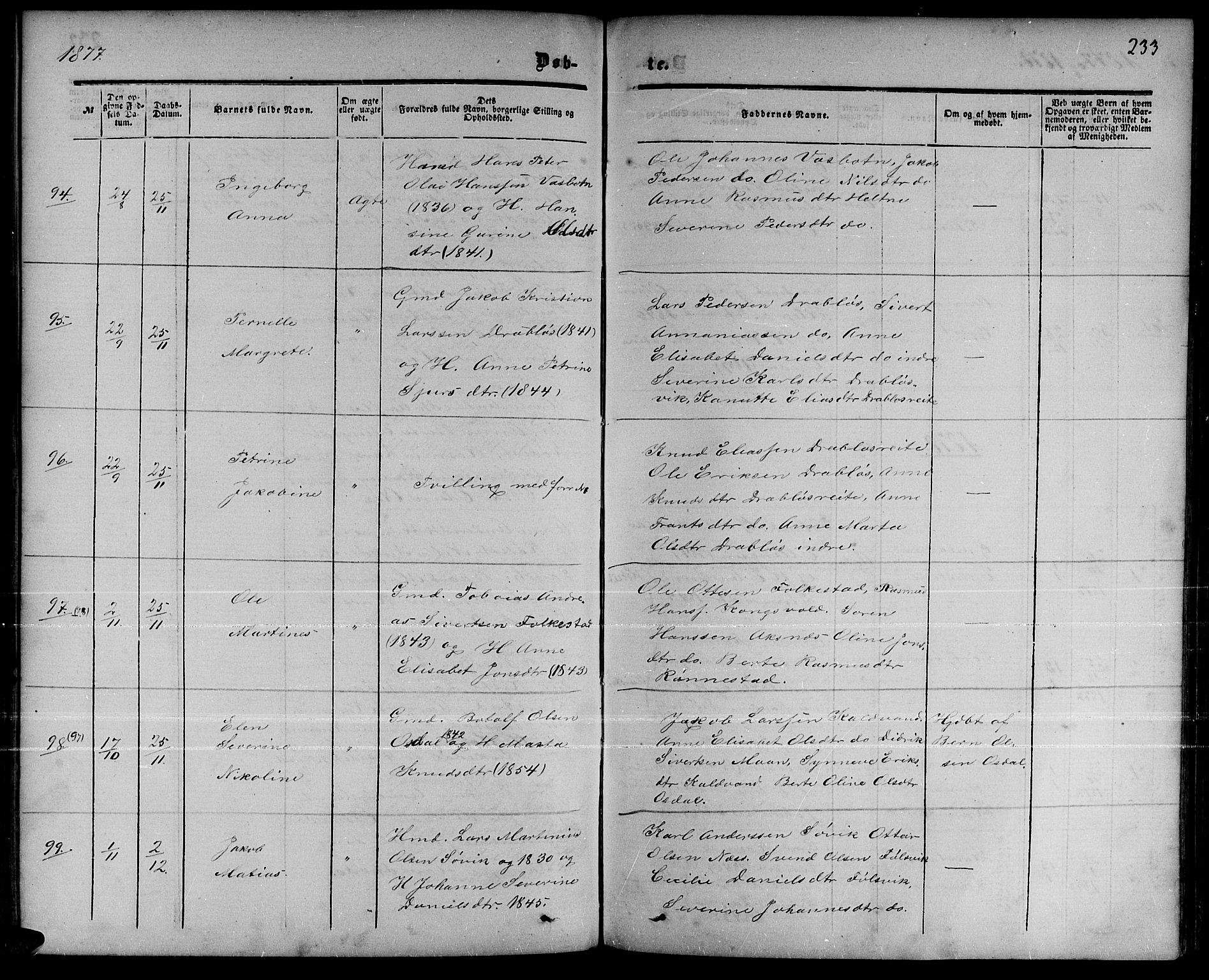 Ministerialprotokoller, klokkerbøker og fødselsregistre - Møre og Romsdal, AV/SAT-A-1454/511/L0157: Parish register (copy) no. 511C03, 1864-1884, p. 233