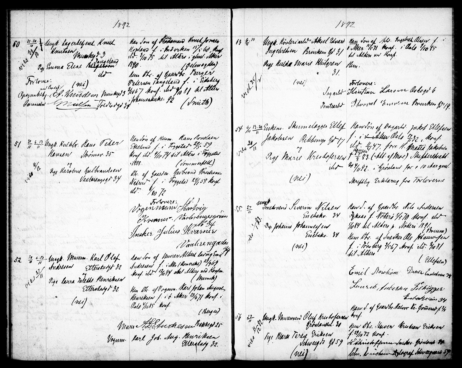Gamlebyen prestekontor Kirkebøker, AV/SAO-A-10884/H/Ha/L0001: Banns register no. 1, 1891-1898