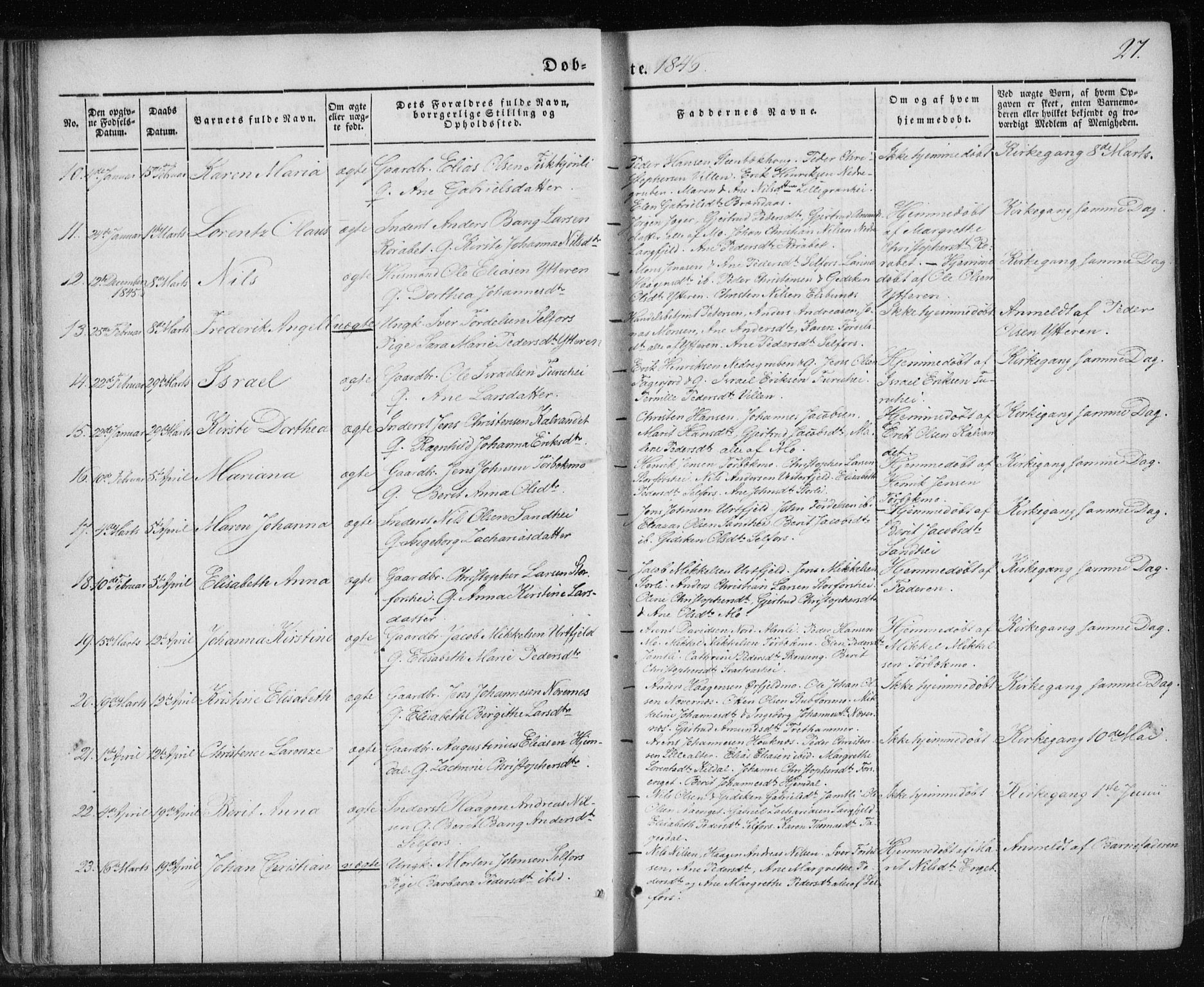 Ministerialprotokoller, klokkerbøker og fødselsregistre - Nordland, AV/SAT-A-1459/827/L0391: Parish register (official) no. 827A03, 1842-1852, p. 27