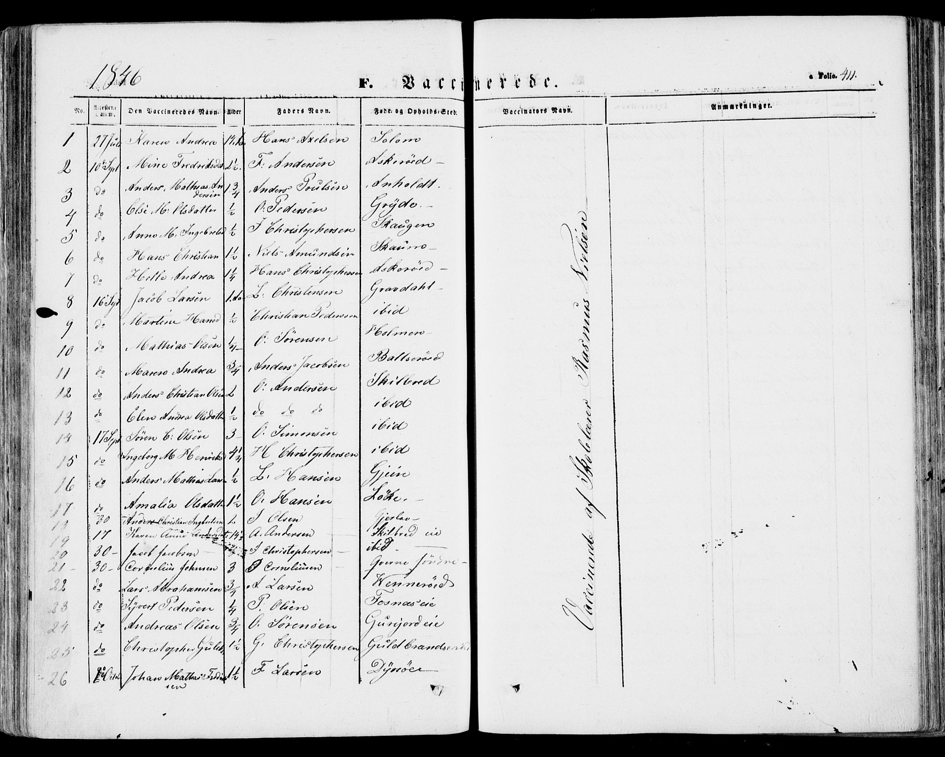 Stokke kirkebøker, AV/SAKO-A-320/F/Fa/L0007: Parish register (official) no. I 7, 1844-1857, p. 411