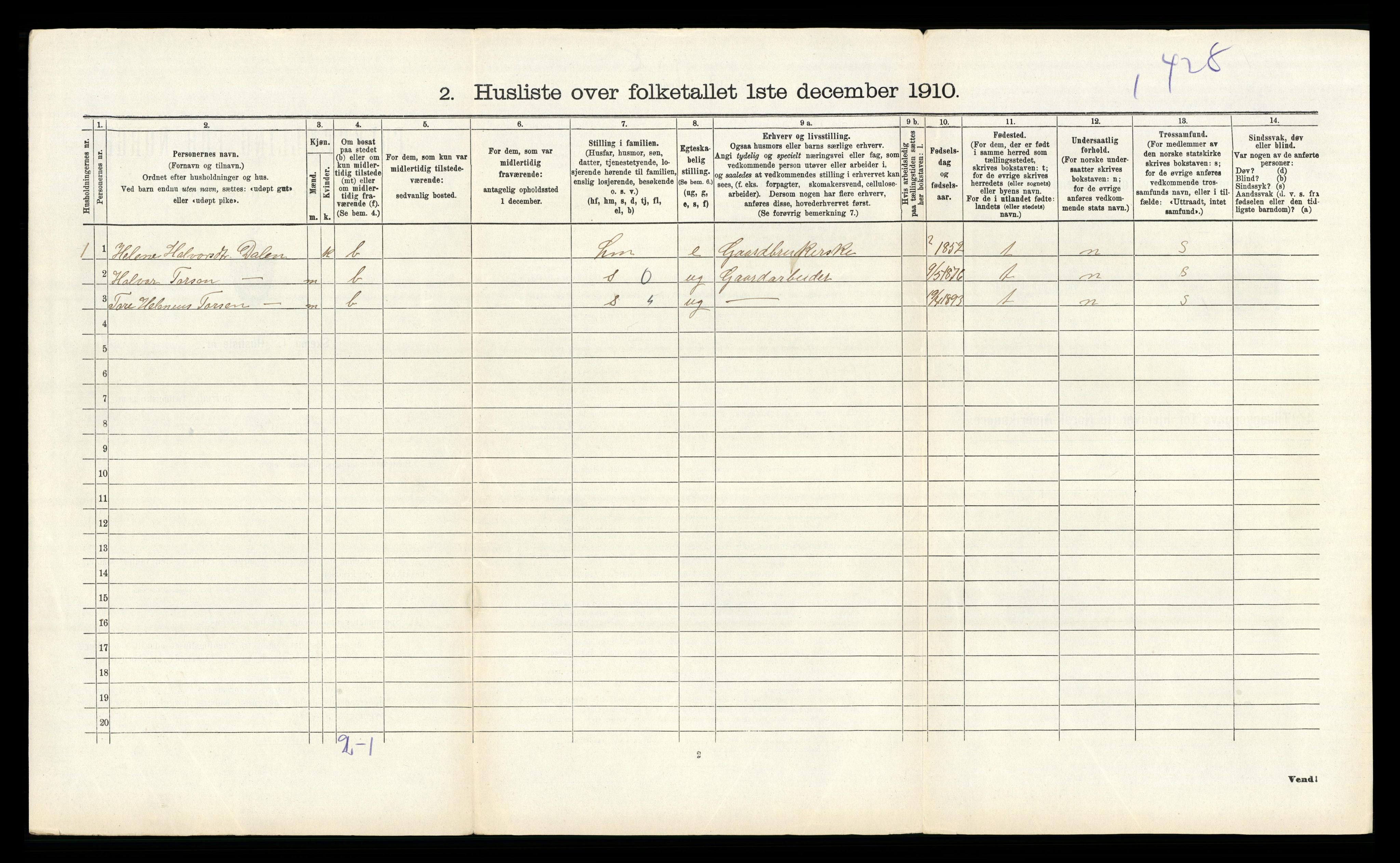 RA, 1910 census for Strand, 1910, p. 788