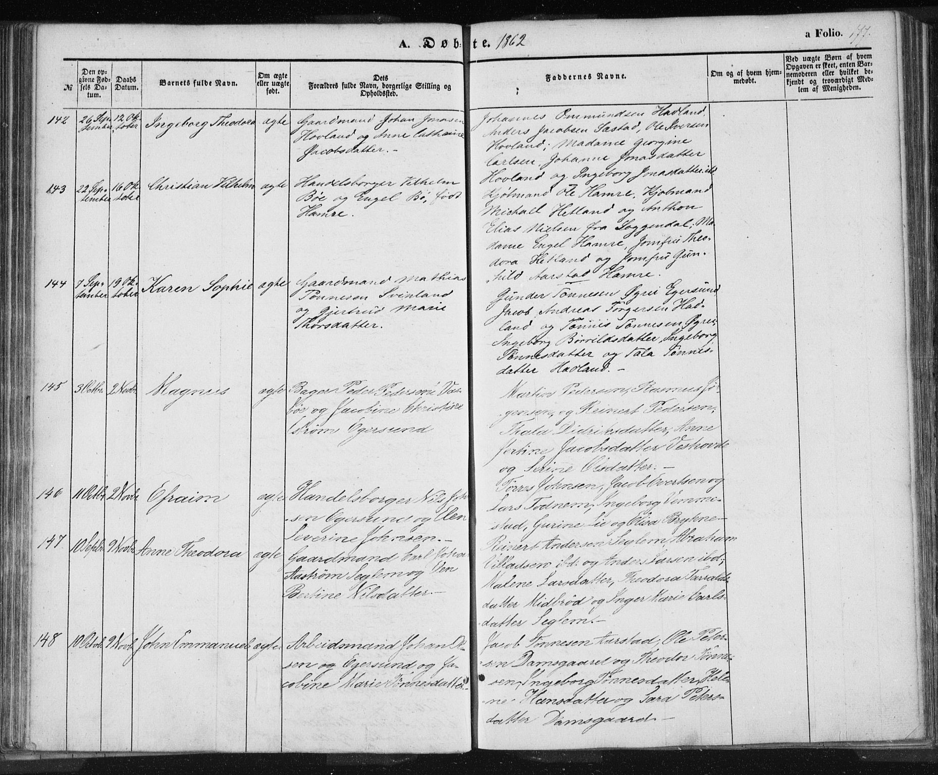 Eigersund sokneprestkontor, AV/SAST-A-101807/S08/L0012: Parish register (official) no. A 12.1, 1850-1865, p. 177