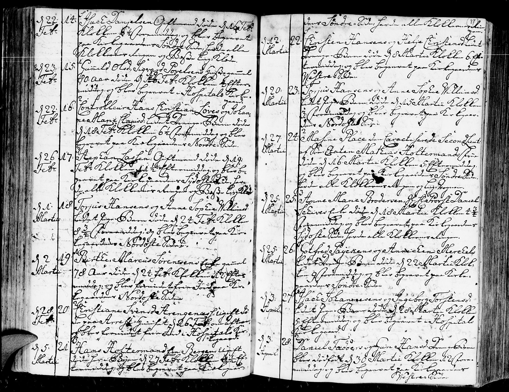 Kristiansand domprosti, AV/SAK-1112-0006/F/Fa/L0004: Parish register (official) no. A 4, 1762-1794, p. 87