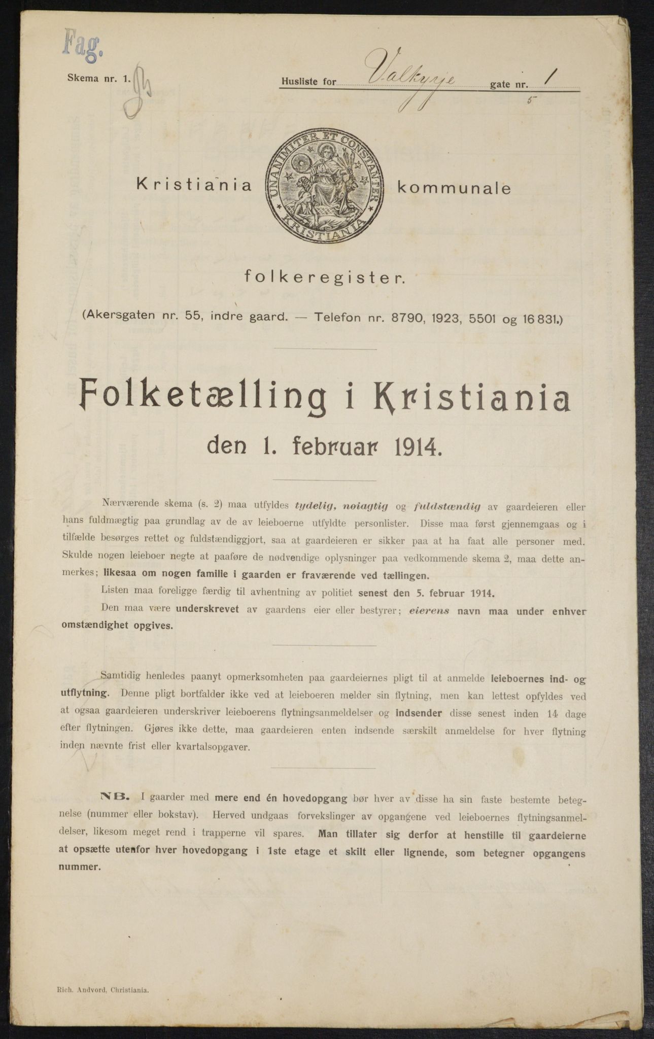 OBA, Municipal Census 1914 for Kristiania, 1914, p. 122665