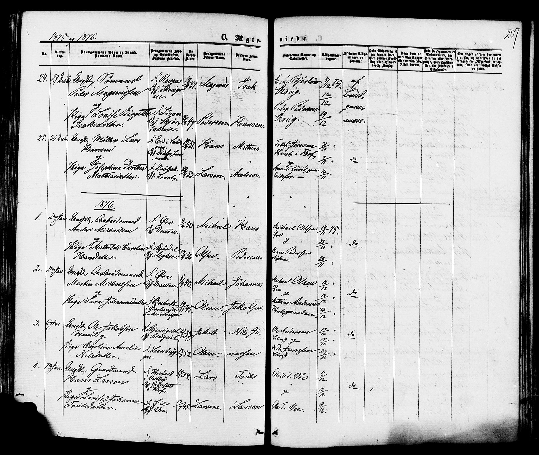 Sande Kirkebøker, SAKO/A-53/F/Fa/L0005: Parish register (official) no. 5, 1865-1877, p. 207