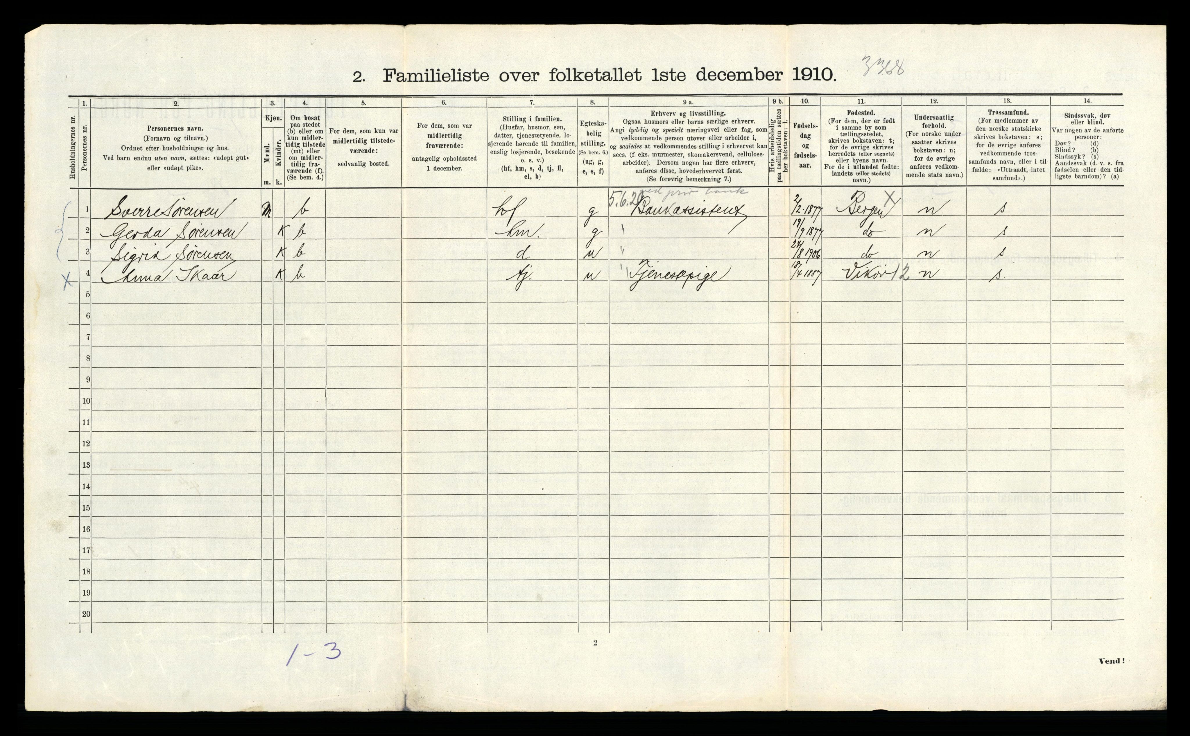 RA, 1910 census for Bergen, 1910, p. 6764