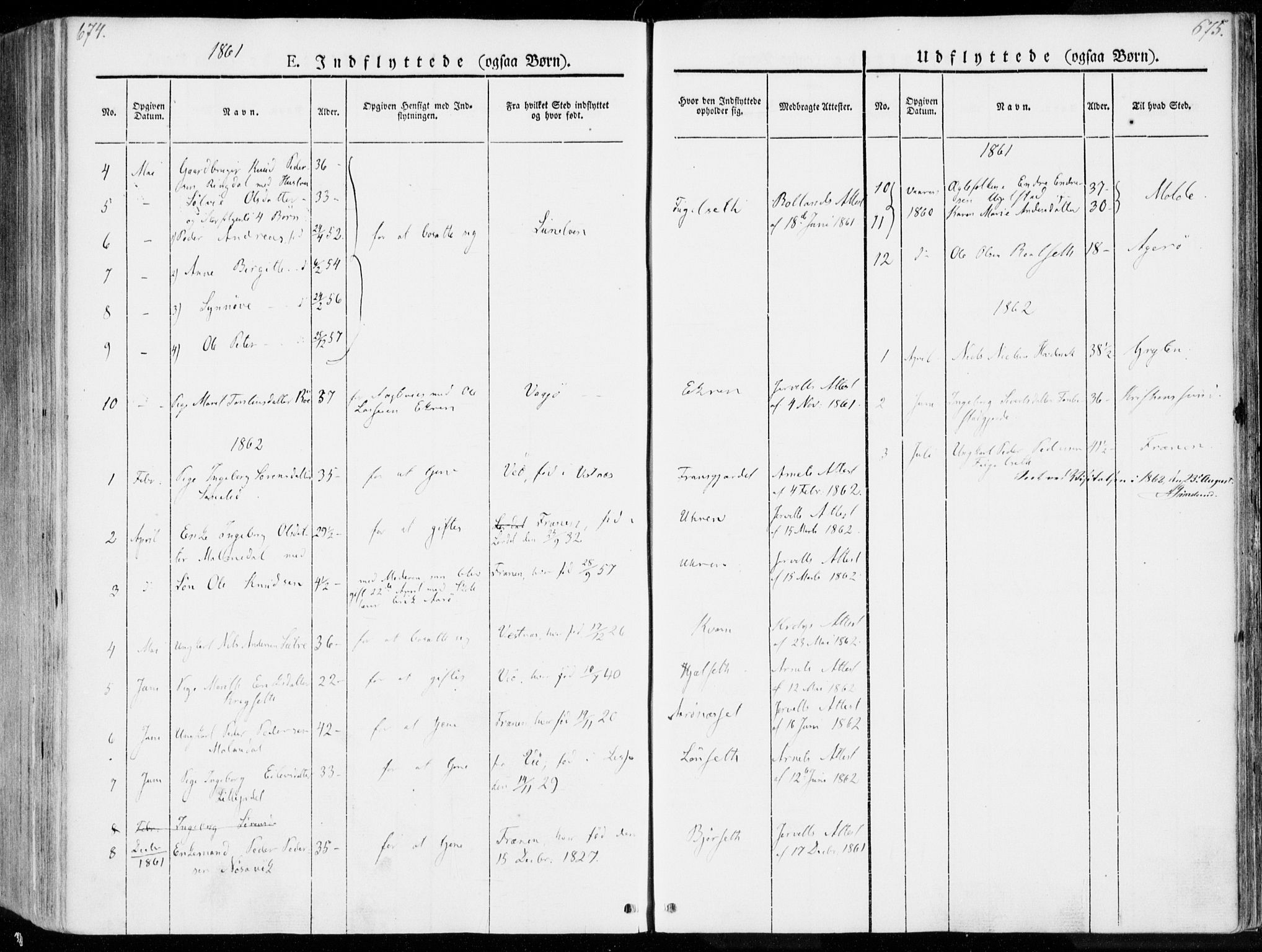 Ministerialprotokoller, klokkerbøker og fødselsregistre - Møre og Romsdal, SAT/A-1454/555/L0653: Parish register (official) no. 555A04, 1843-1869, p. 674-675