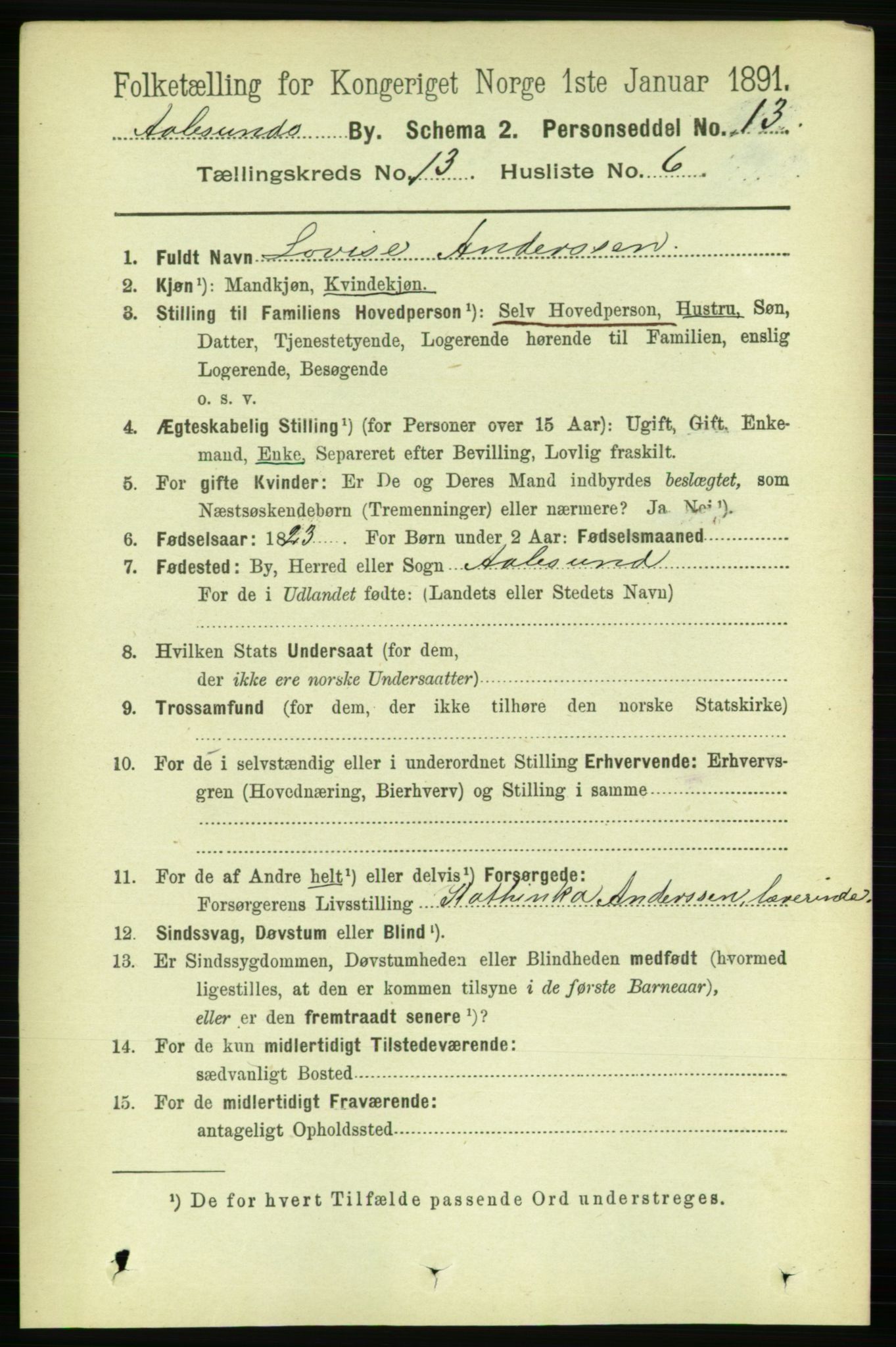 RA, 1891 census for 1501 Ålesund, 1891, p. 8068