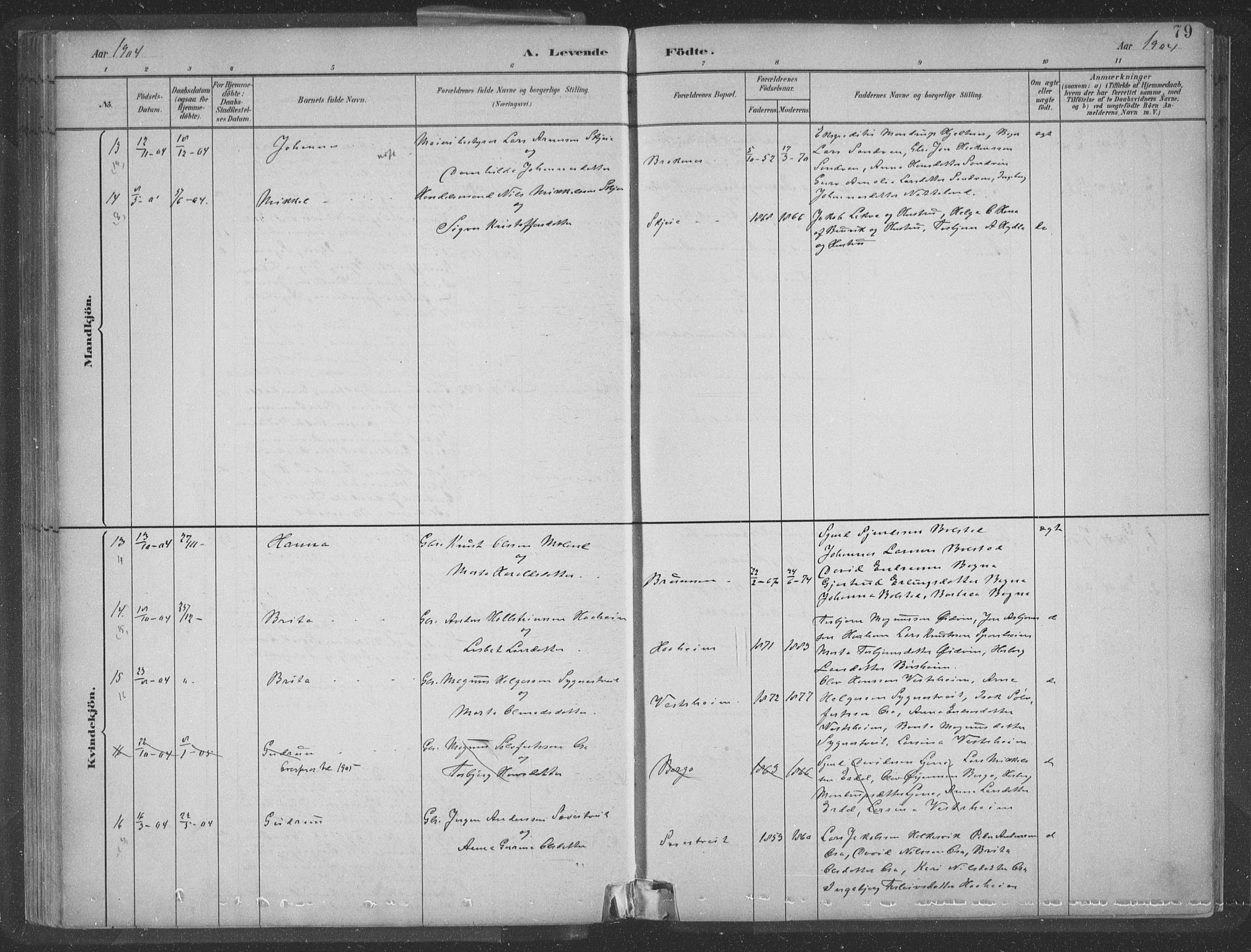 Ulvik sokneprestembete, AV/SAB-A-78801/H/Hab: Parish register (copy) no. A 3, 1883-1908, p. 79