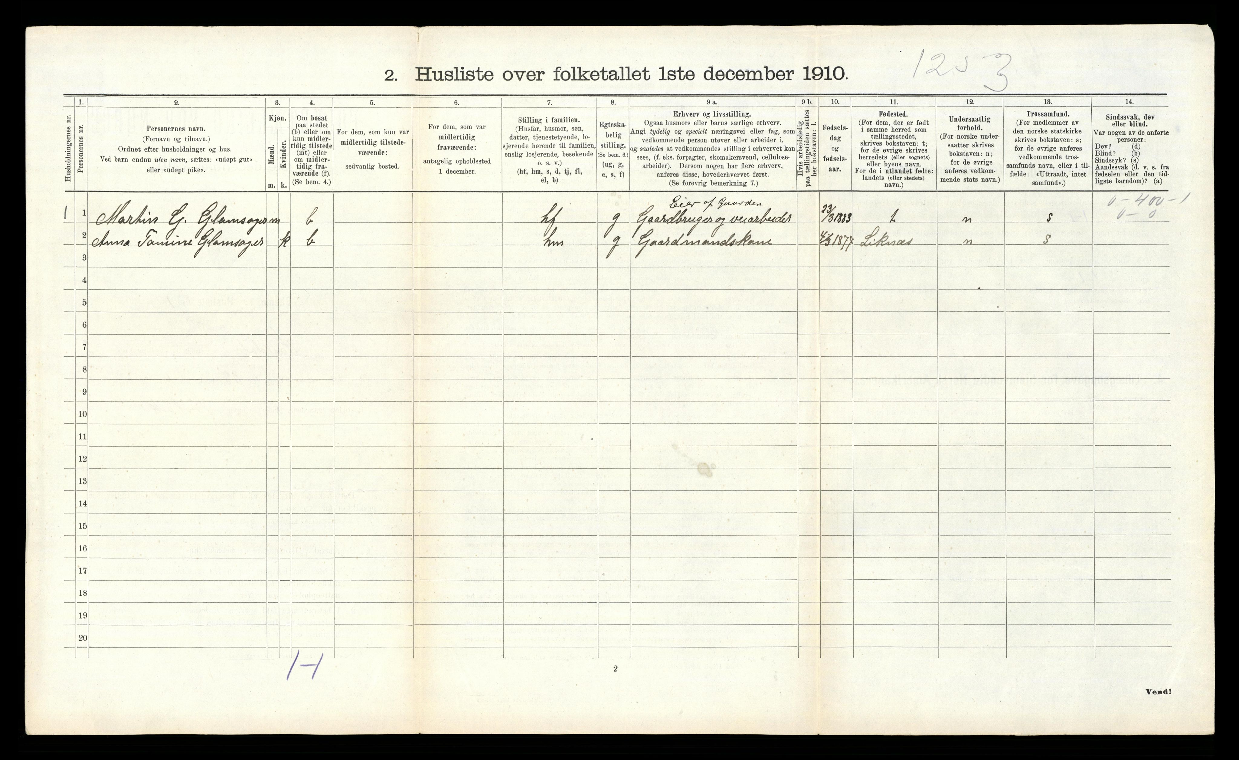 RA, 1910 census for Laudal, 1910, p. 138