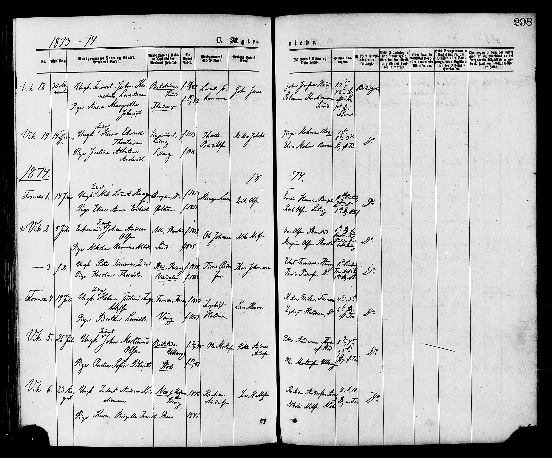 Ministerialprotokoller, klokkerbøker og fødselsregistre - Nord-Trøndelag, SAT/A-1458/773/L0616: Parish register (official) no. 773A07, 1870-1887, p. 298
