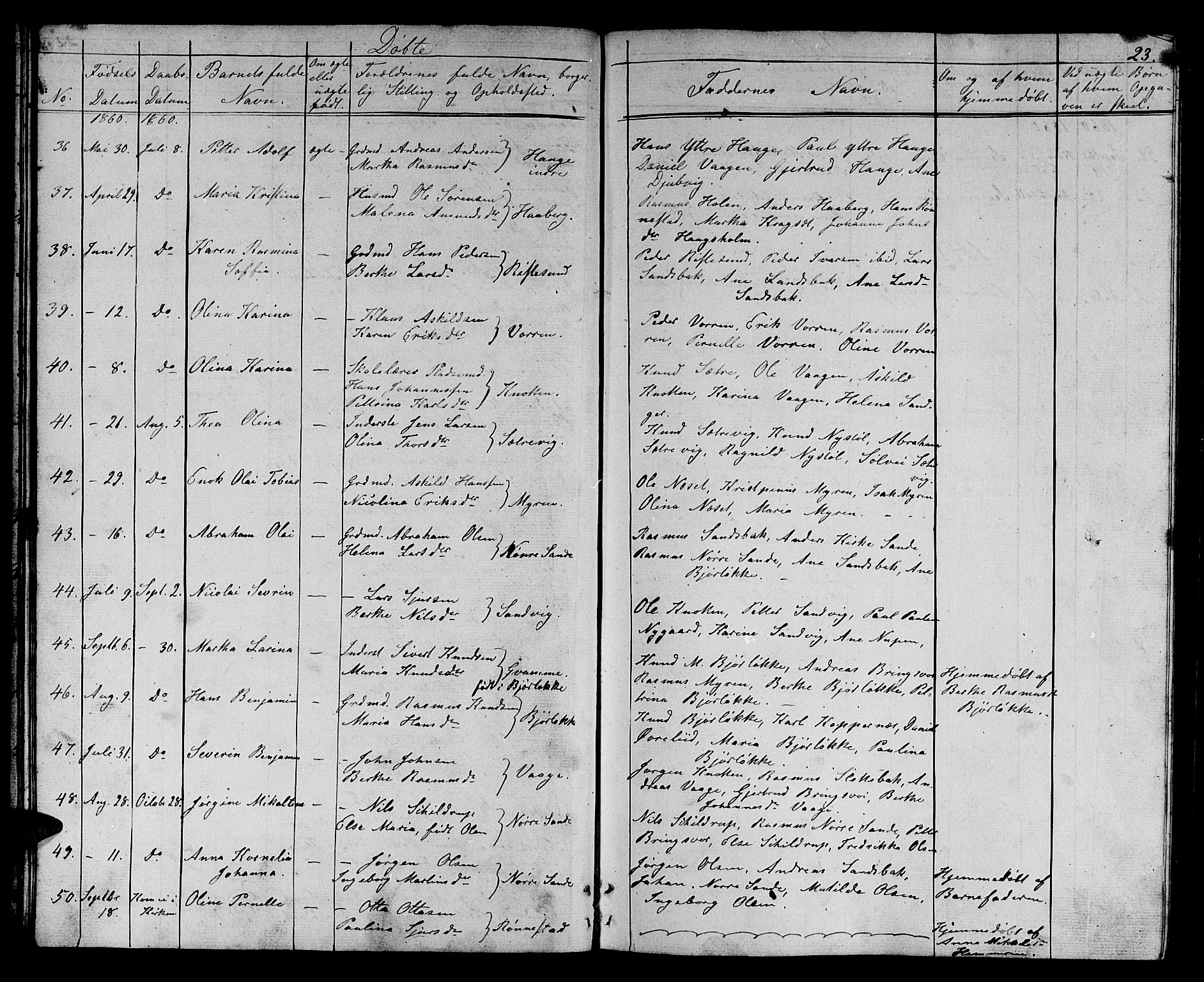 Ministerialprotokoller, klokkerbøker og fødselsregistre - Møre og Romsdal, AV/SAT-A-1454/503/L0047: Parish register (copy) no. 503C02, 1854-1884, p. 23