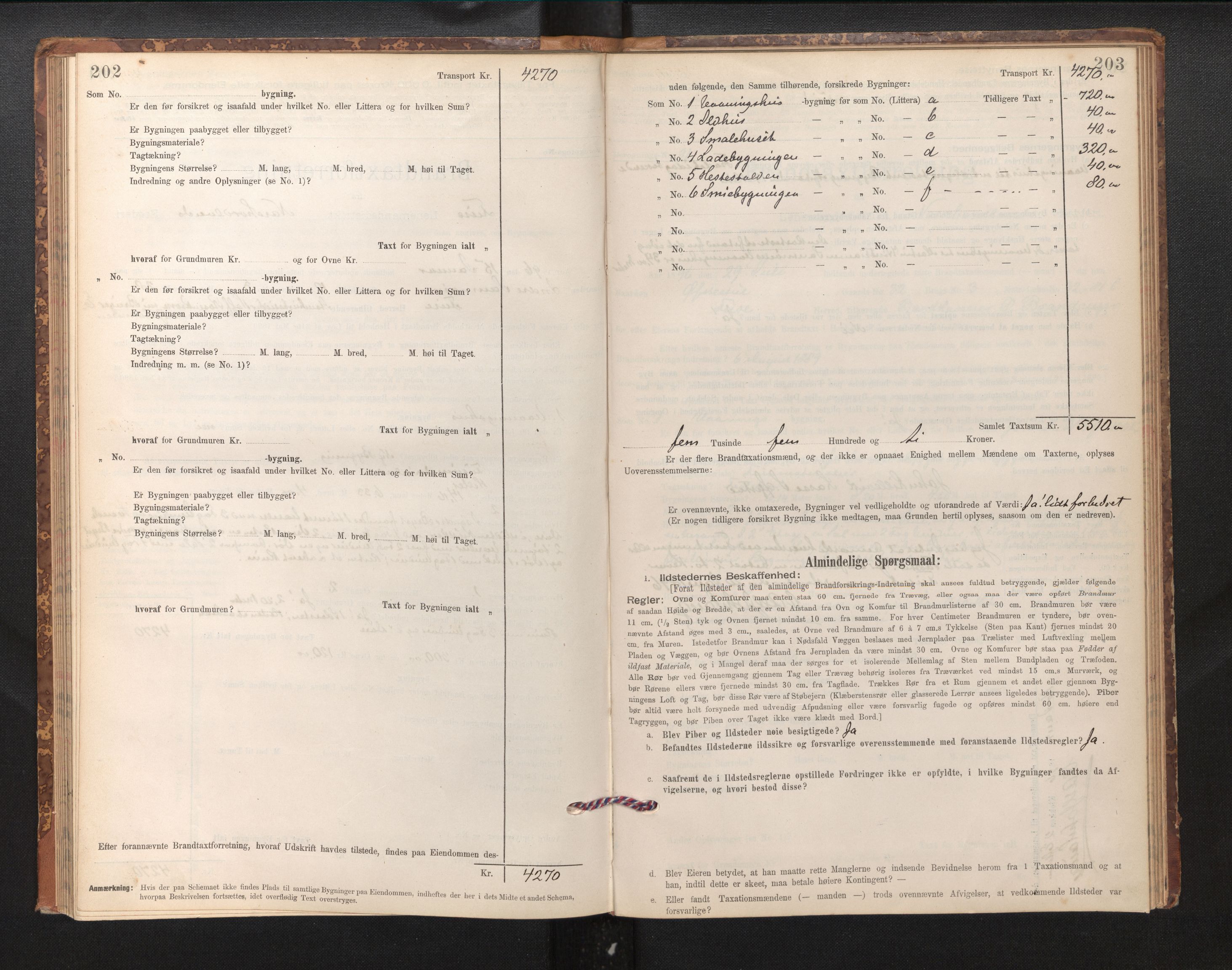 Lensmannen i Fusa, AV/SAB-A-32401/1/0012/L0003: Branntakstprotokoll, skjematakst, 1895-1950, p. 202-203