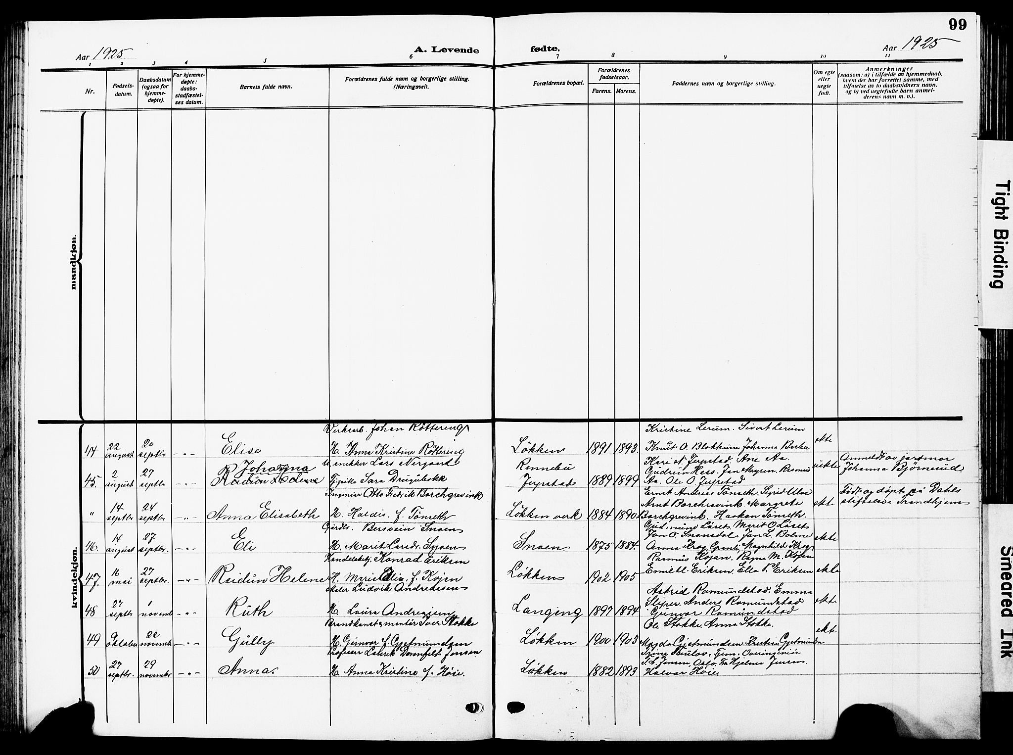 Ministerialprotokoller, klokkerbøker og fødselsregistre - Sør-Trøndelag, AV/SAT-A-1456/672/L0865: Parish register (copy) no. 672C04, 1914-1928, p. 99