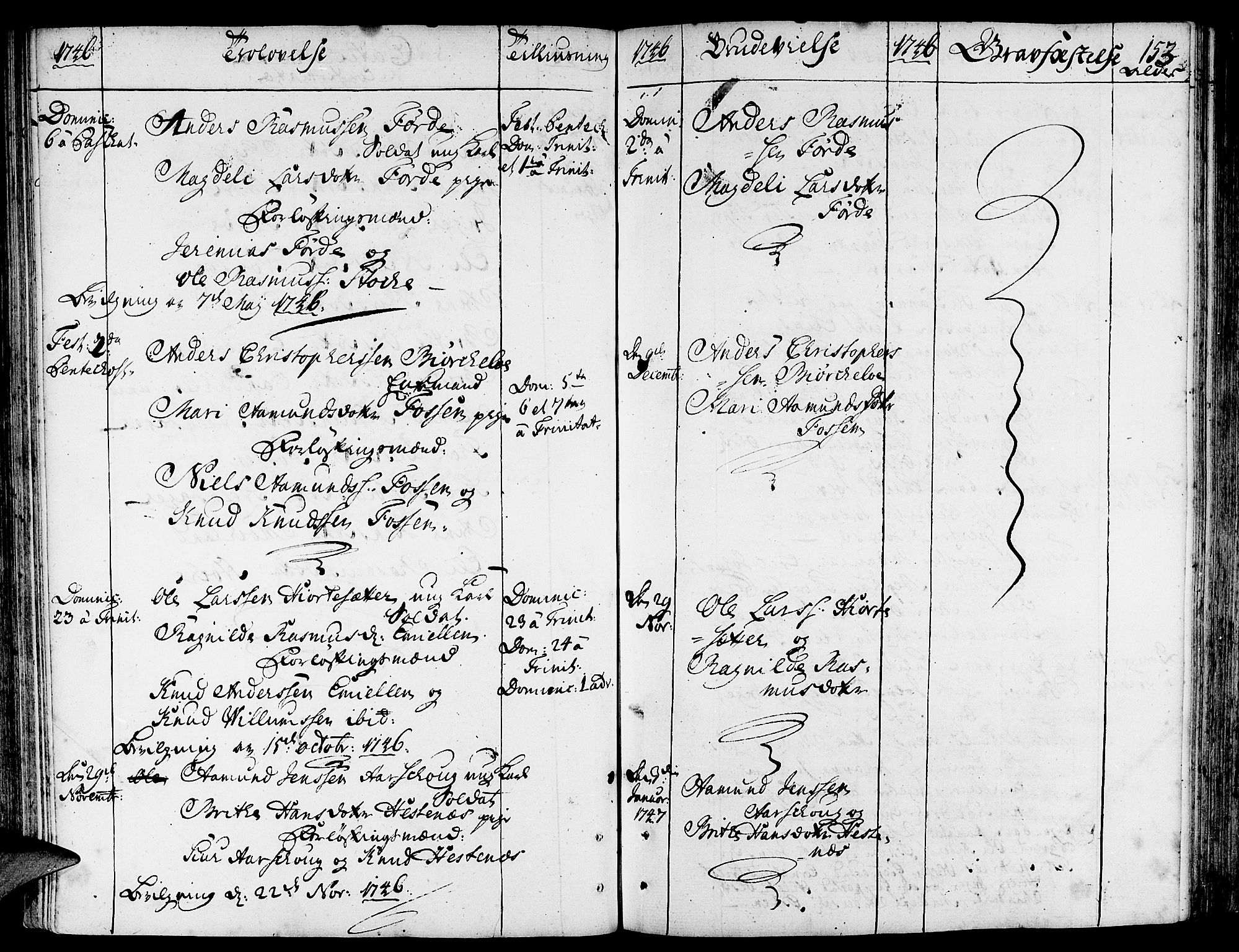 Gloppen sokneprestembete, AV/SAB-A-80101/H/Haa/Haaa/L0003: Parish register (official) no. A 3, 1739-1757, p. 153