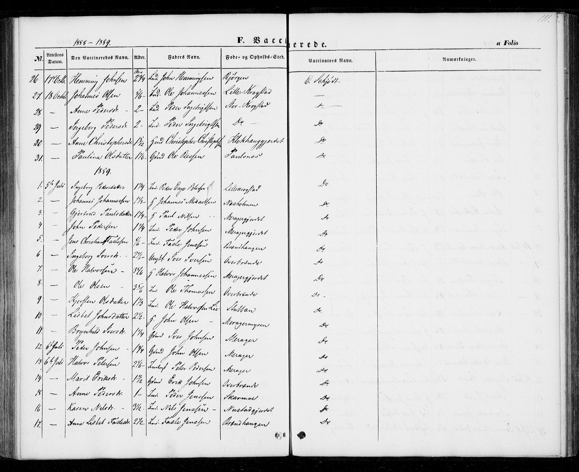 Ministerialprotokoller, klokkerbøker og fødselsregistre - Nord-Trøndelag, SAT/A-1458/706/L0040: Parish register (official) no. 706A01, 1850-1861, p. 111