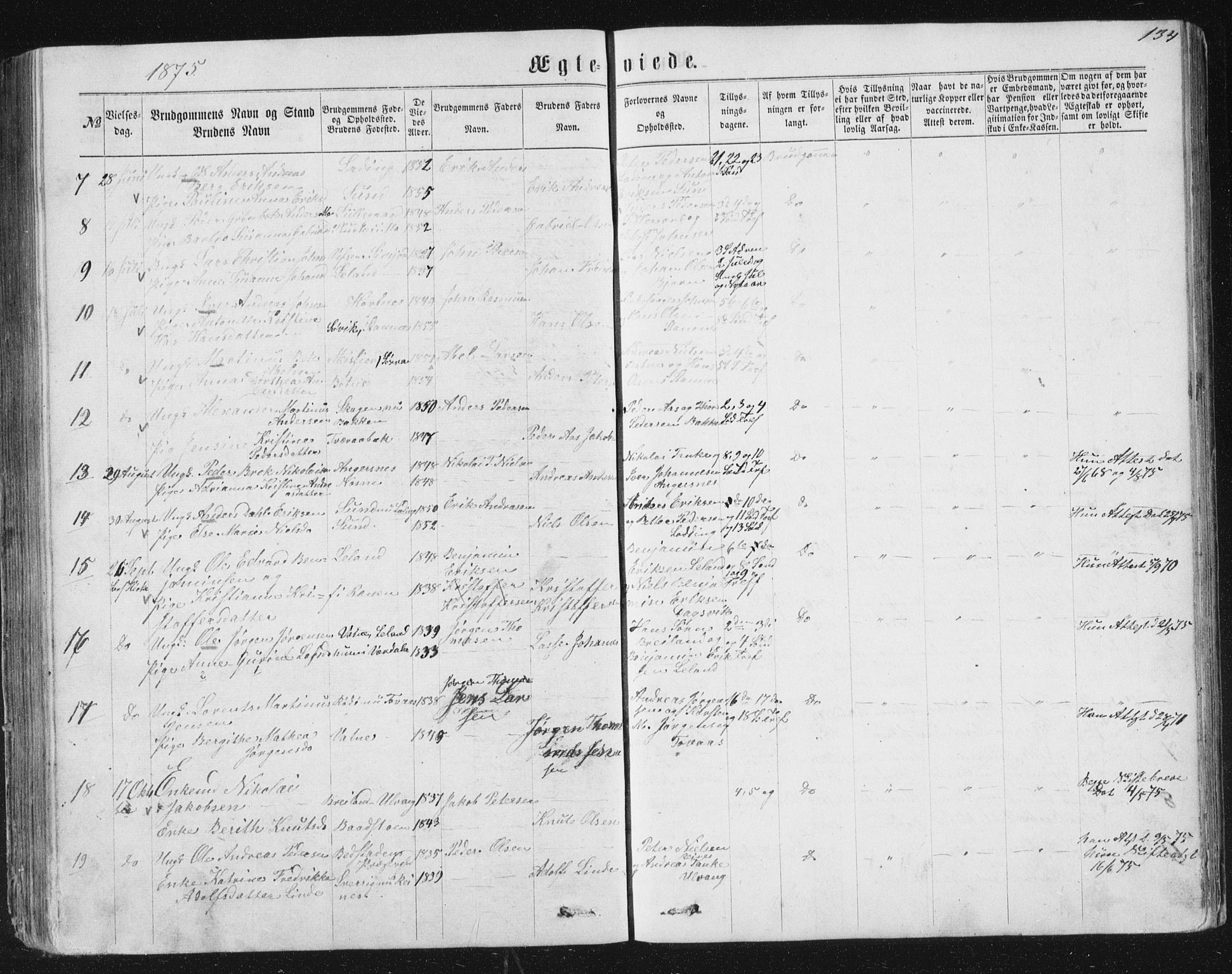 Ministerialprotokoller, klokkerbøker og fødselsregistre - Nordland, AV/SAT-A-1459/831/L0476: Parish register (copy) no. 831C03, 1866-1877, p. 134