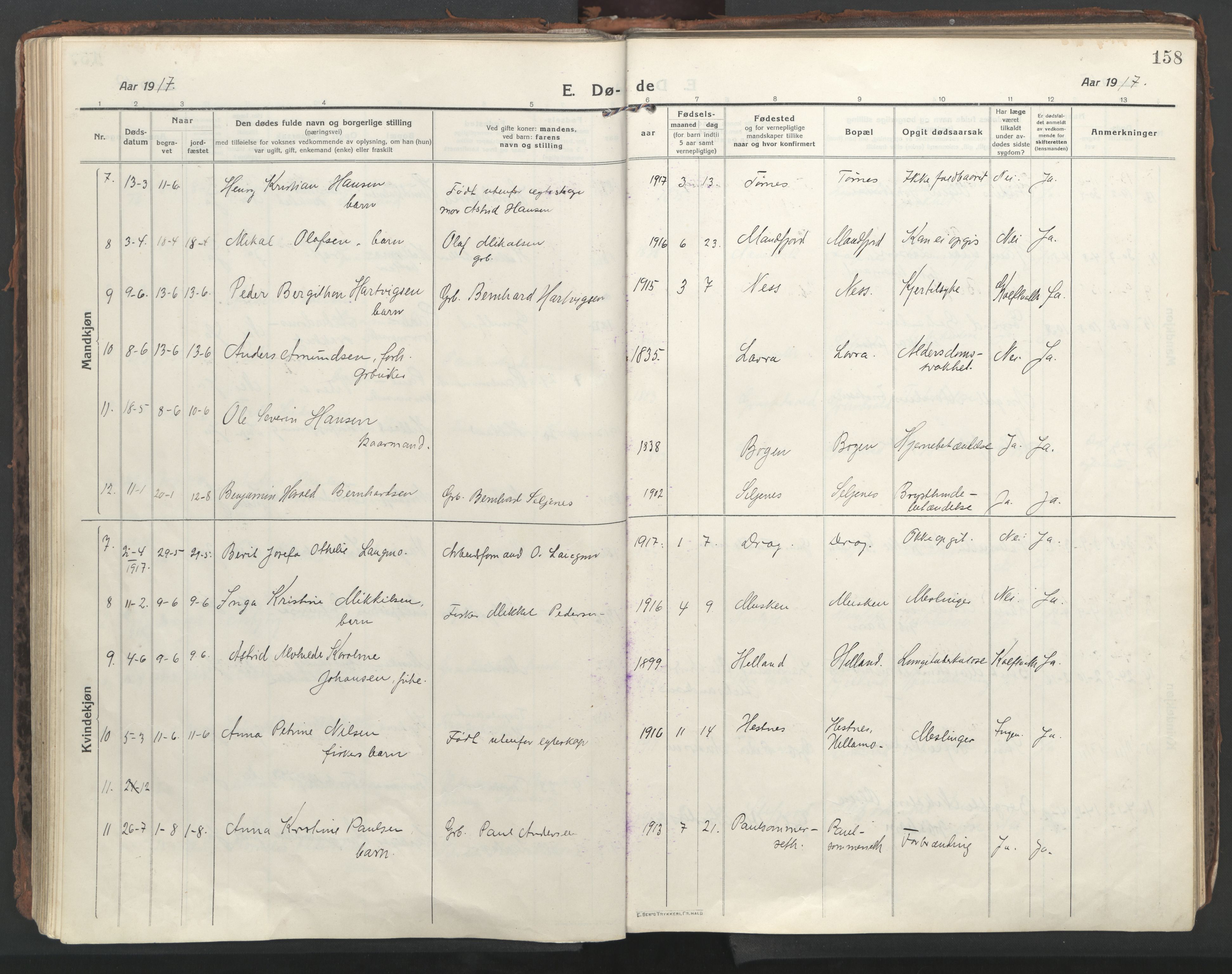 Ministerialprotokoller, klokkerbøker og fødselsregistre - Nordland, AV/SAT-A-1459/861/L0872: Parish register (official) no. 861A07, 1915-1924, p. 158