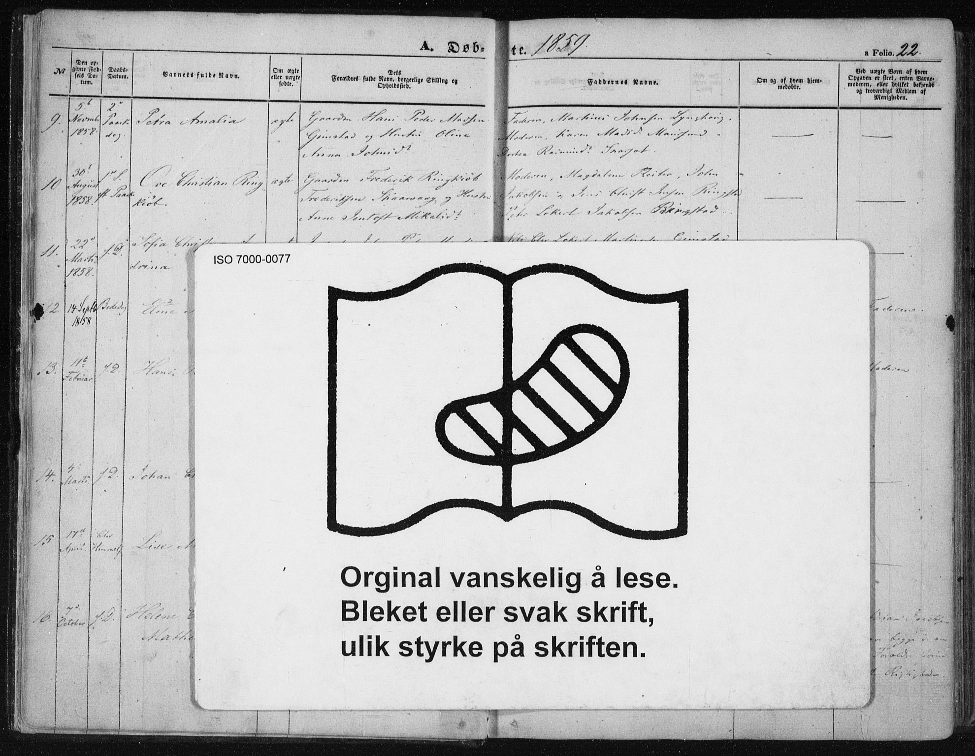 Ministerialprotokoller, klokkerbøker og fødselsregistre - Nordland, AV/SAT-A-1459/891/L1300: Parish register (official) no. 891A05, 1856-1870, p. 22