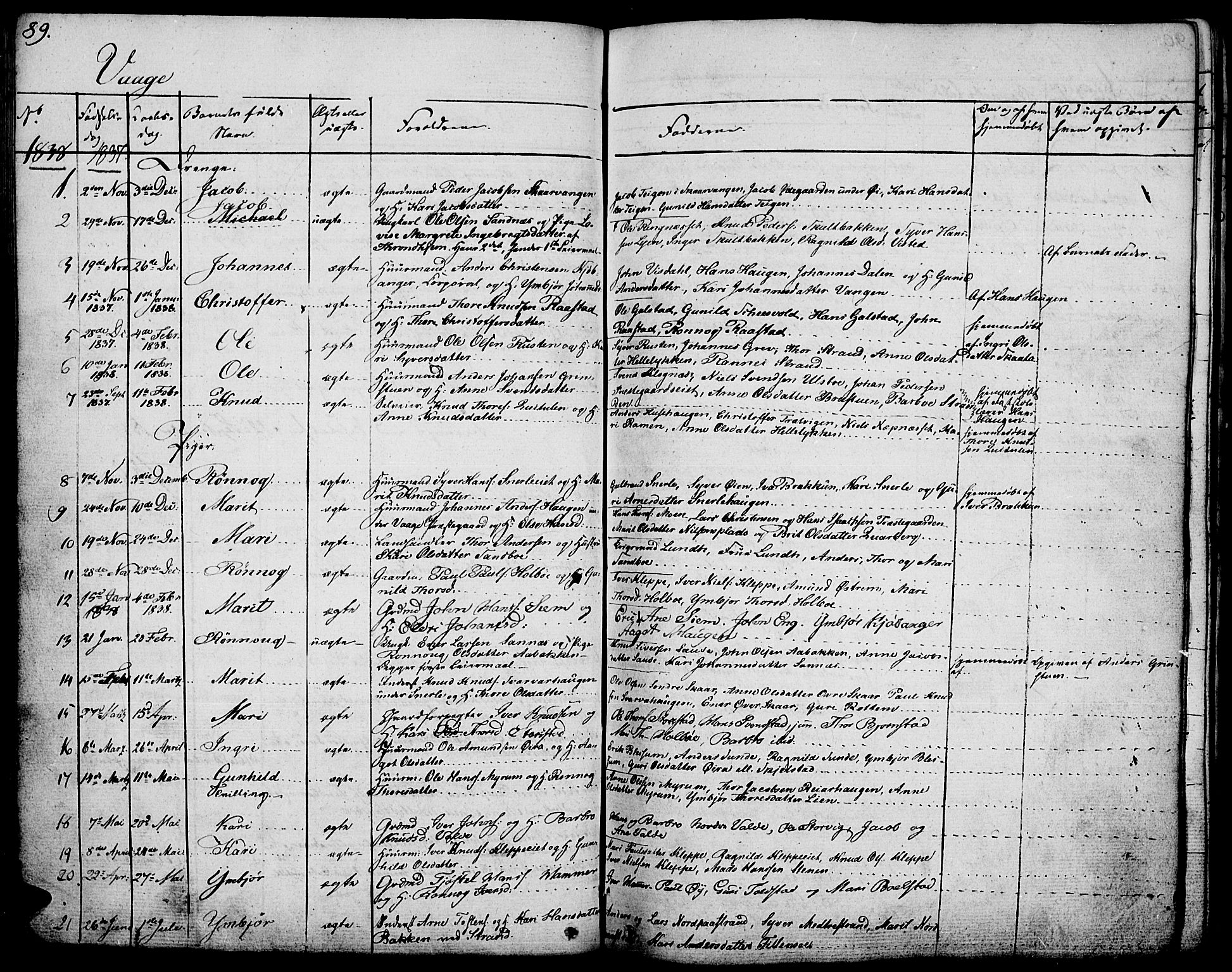 Vågå prestekontor, SAH/PREST-076/H/Ha/Haa/L0004: Parish register (official) no. 4 /1, 1827-1842, p. 89