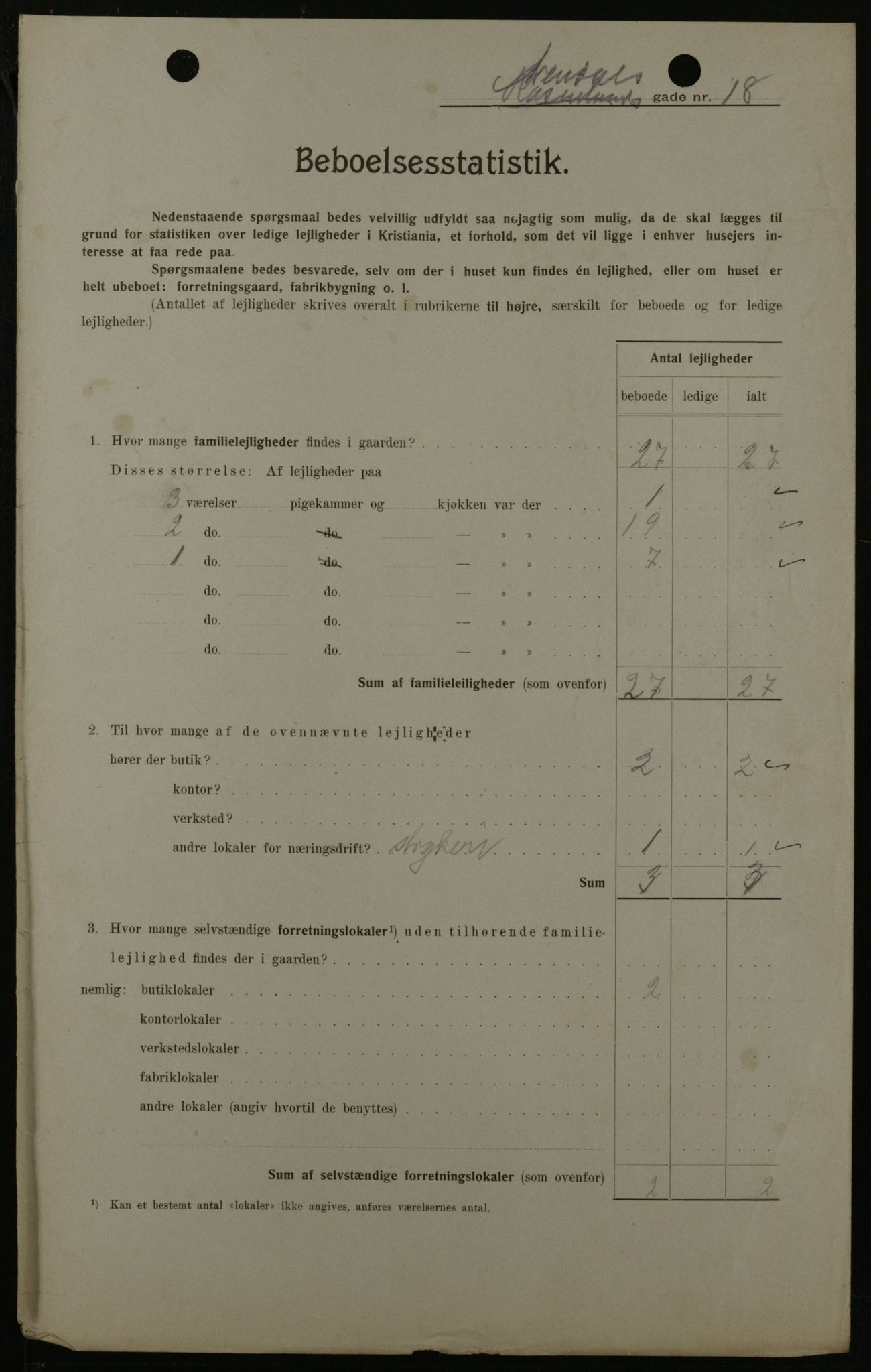 OBA, Municipal Census 1908 for Kristiania, 1908, p. 2288