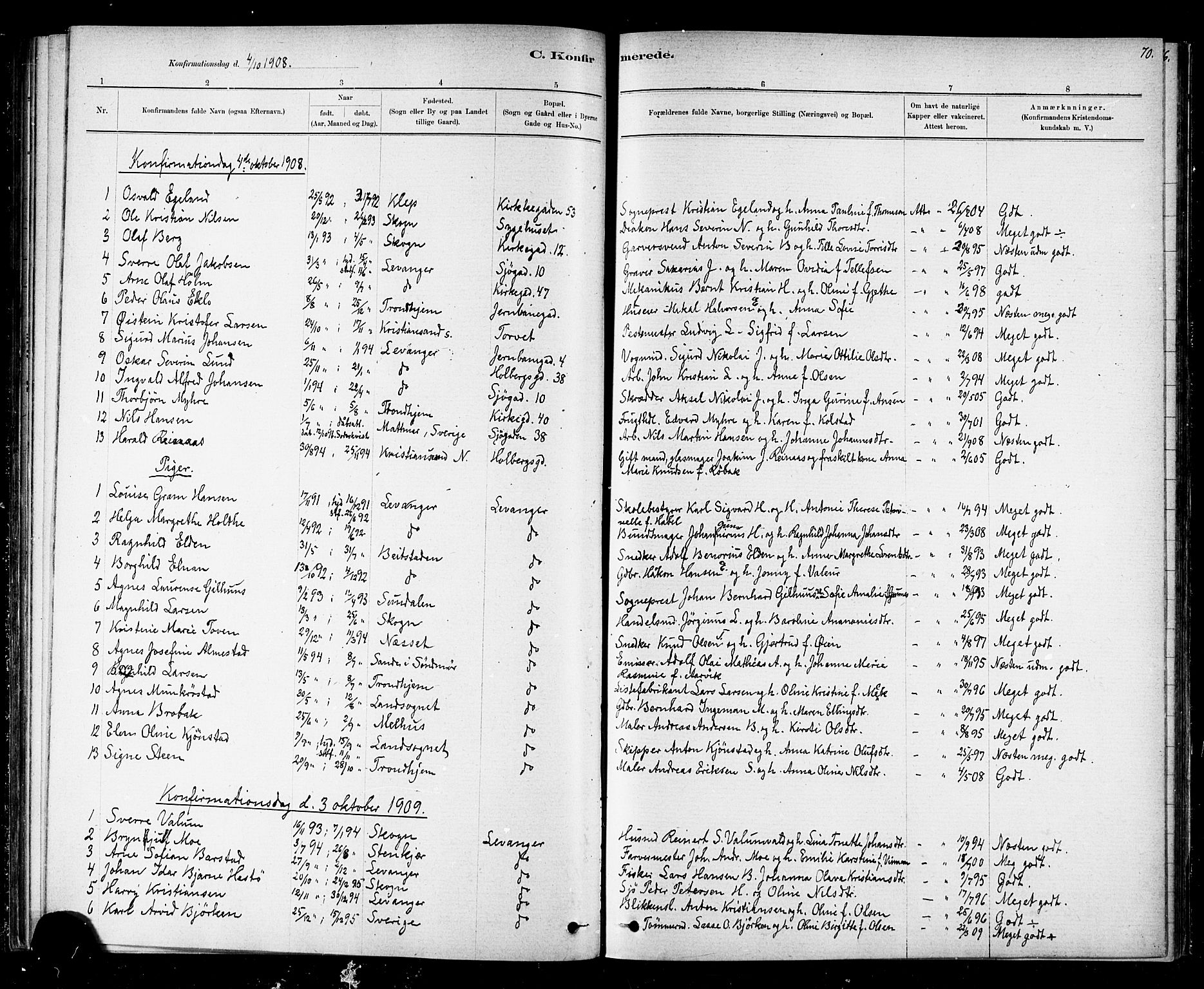 Ministerialprotokoller, klokkerbøker og fødselsregistre - Nord-Trøndelag, SAT/A-1458/720/L0192: Parish register (copy) no. 720C01, 1880-1917, p. 70