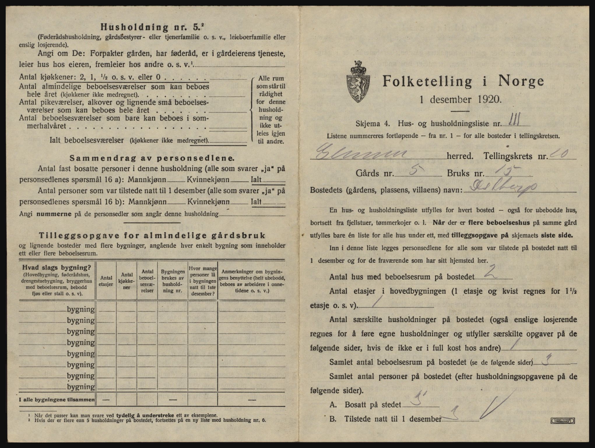 SAO, 1920 census for Glemmen, 1920, p. 2145