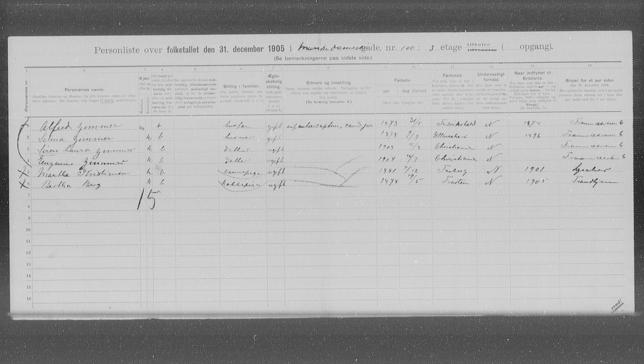 OBA, Municipal Census 1905 for Kristiania, 1905, p. 35684